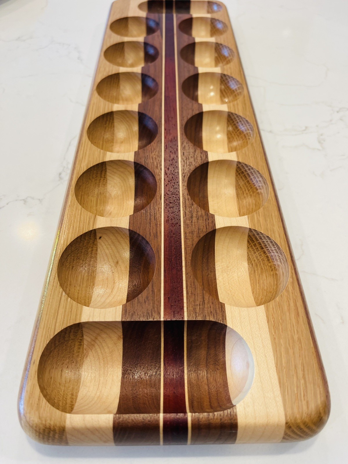 Vintage David Levy Wooden Mancala Game Board 19.5” Handmade Davis CA MCM