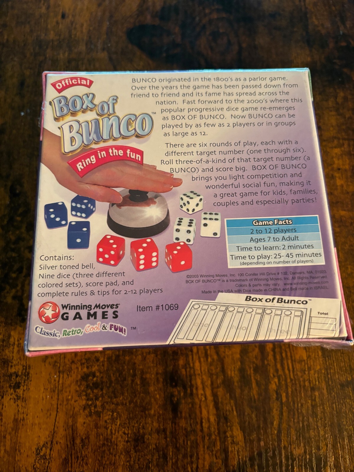 The Official Box of Bunco By Winning Moves 2003 Edition Retro Classic New Sealed