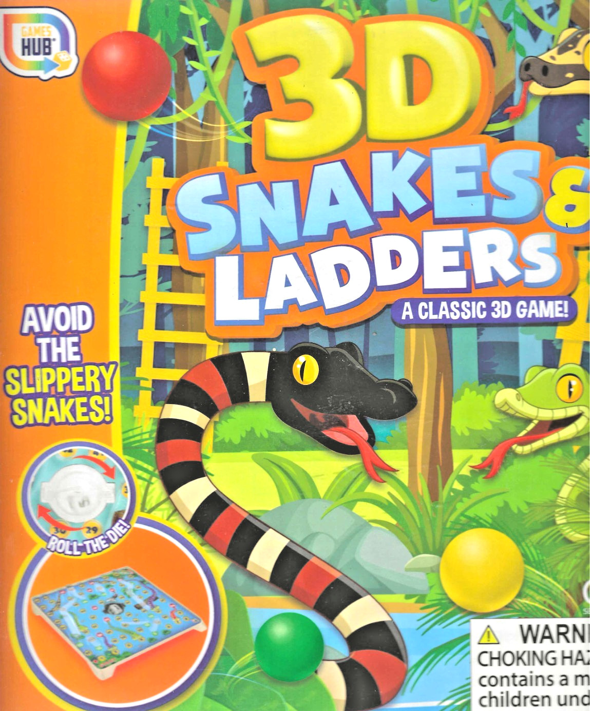 3D Snakes and Ladders Game, NEW! Age 6 up Game Roll Dice Board 2-4 Players