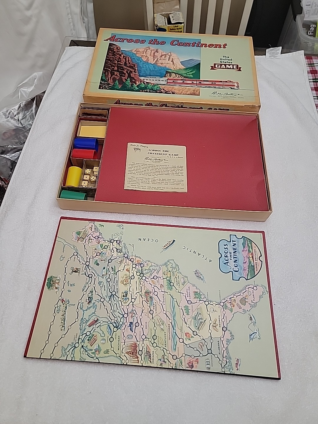 Across the Continent The United States Game by Parker Brothers 1952 Locomotive