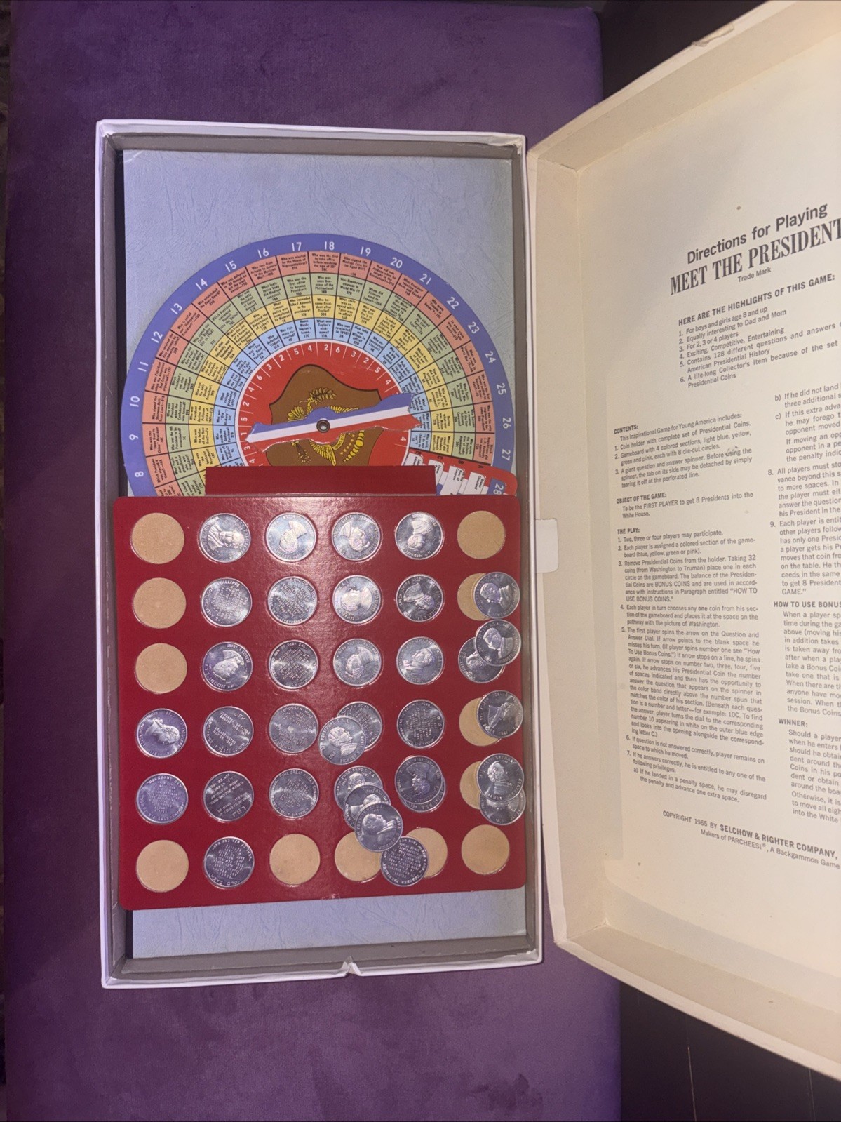 Meet the Presidents Game Vintage 1965 Selchow & Righter Original Box Complete