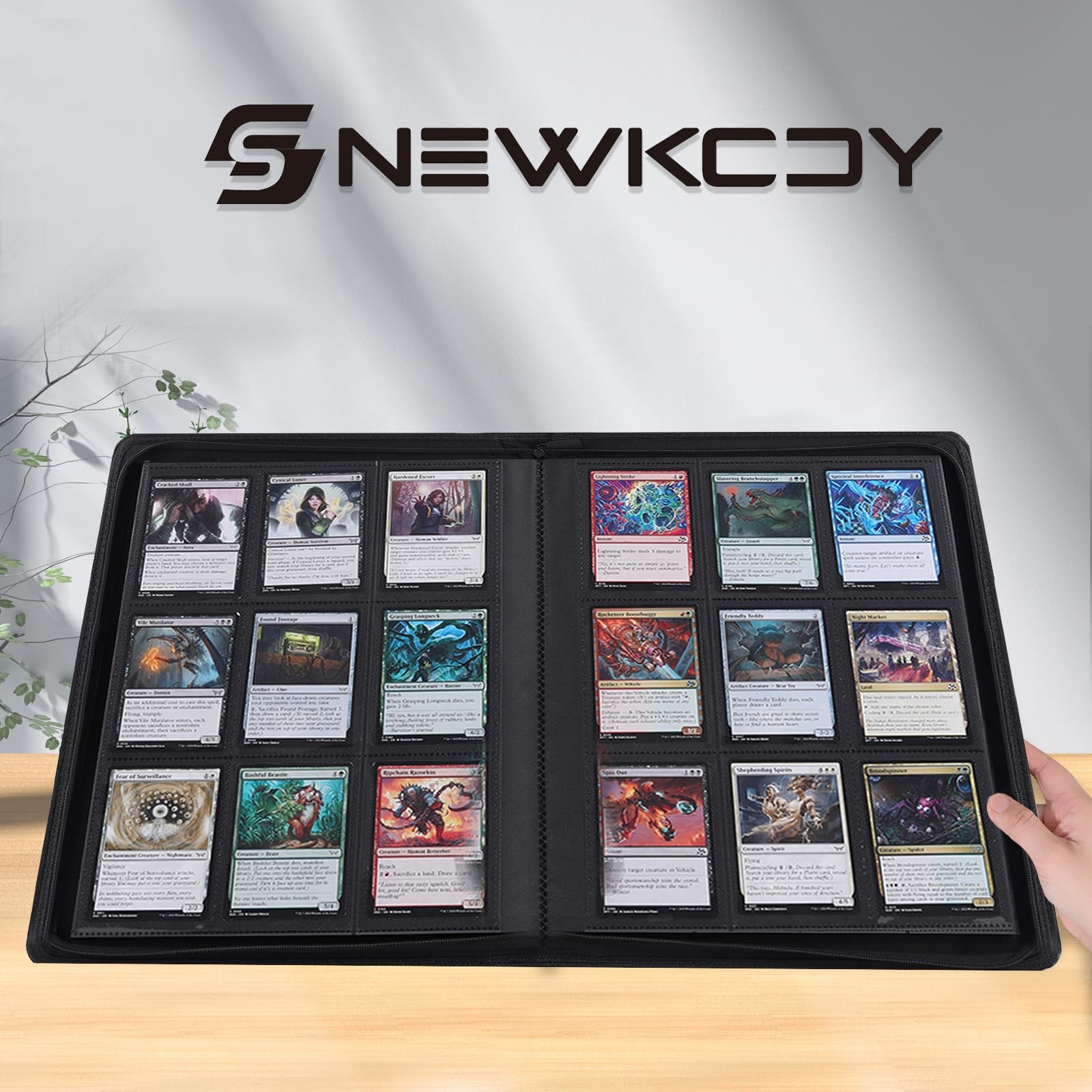 Snekdy premium 360-pocket trading card binder, 9-pocket 360 Cards, Black