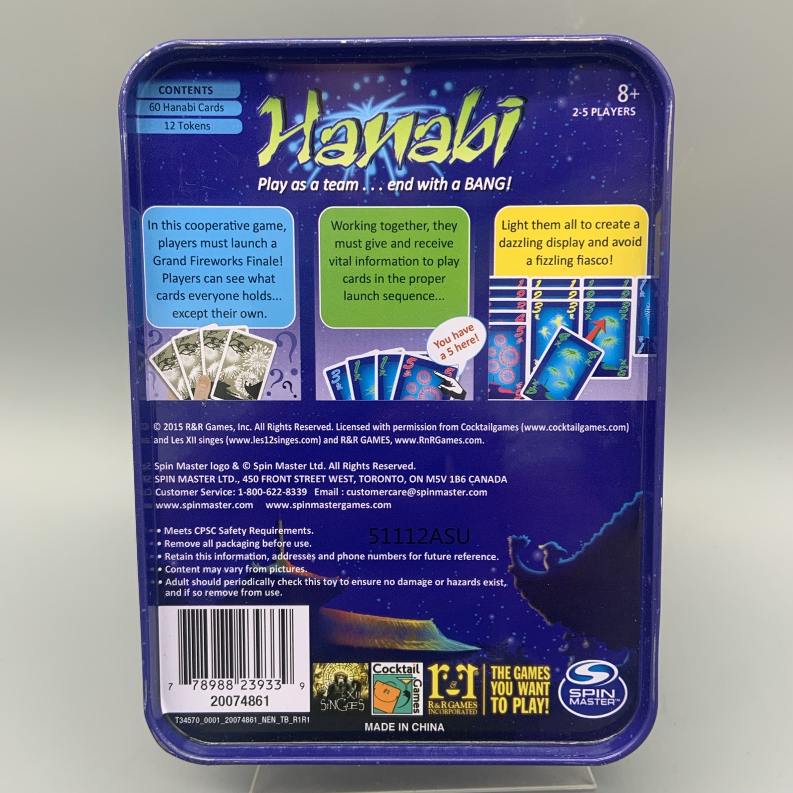 Hanabi Card And Token Game Antoine Bauza 2-5 Players Age 8+ R&R Games COMPLETE