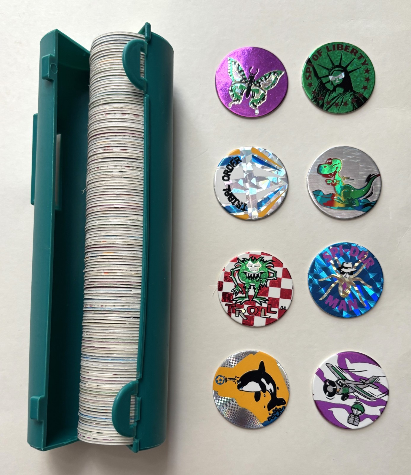 145 POGS MILK CAPS COFFIN CONTAINER FOIL CARS ANIMALS Random Lot VINTAGE 90s