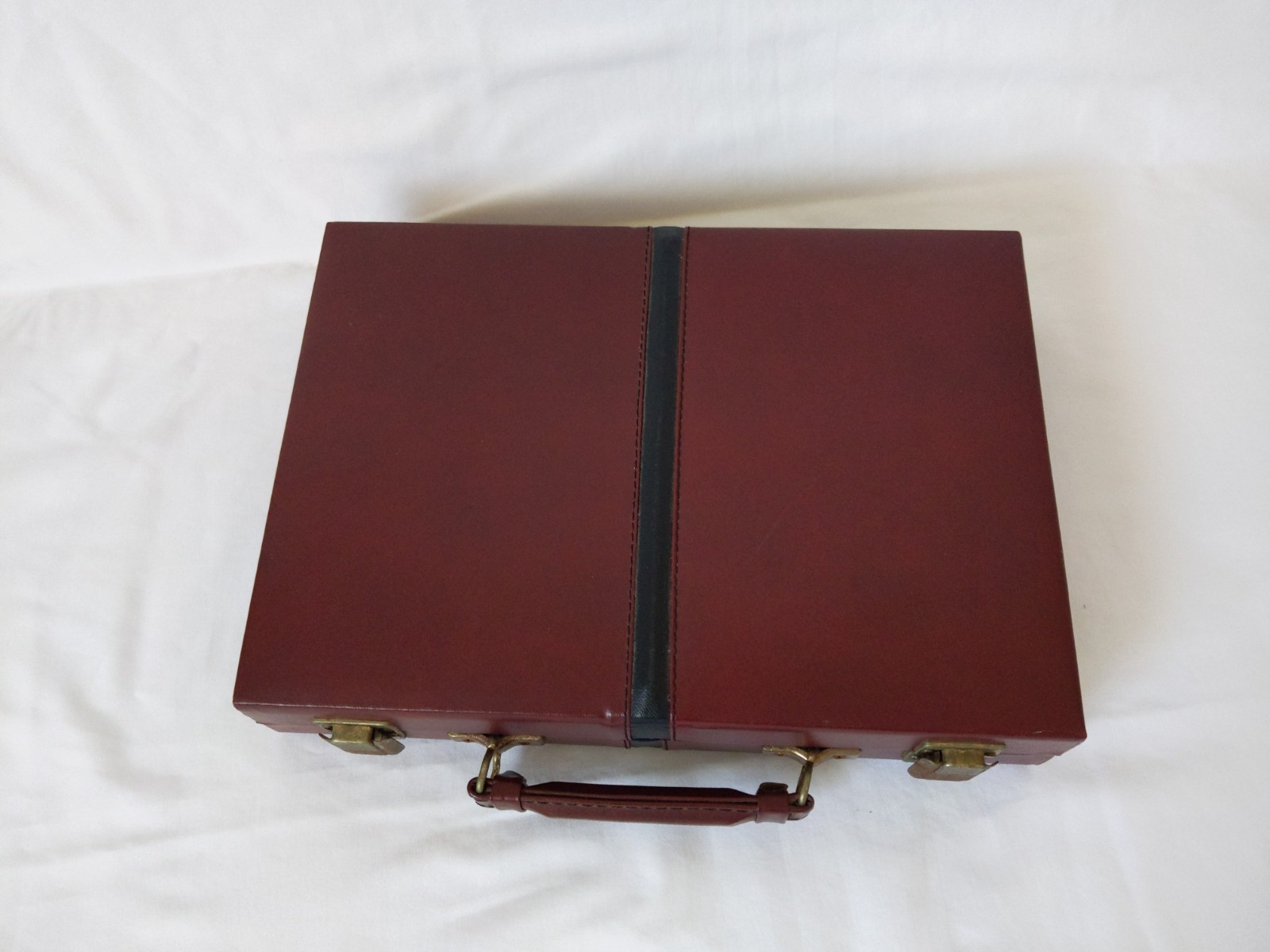Vintage MR MAN Backgammon Board Game Leather Travel Case Box Brown Briefcase