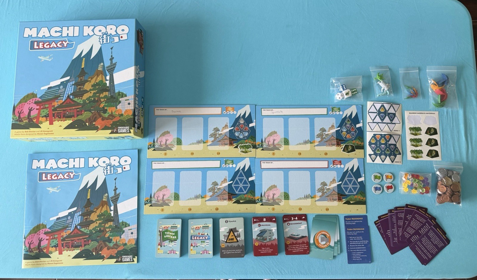 Machi Koro Legacy Board Game, Missing 2 Reference Cards Has 211 Cards Box Damage