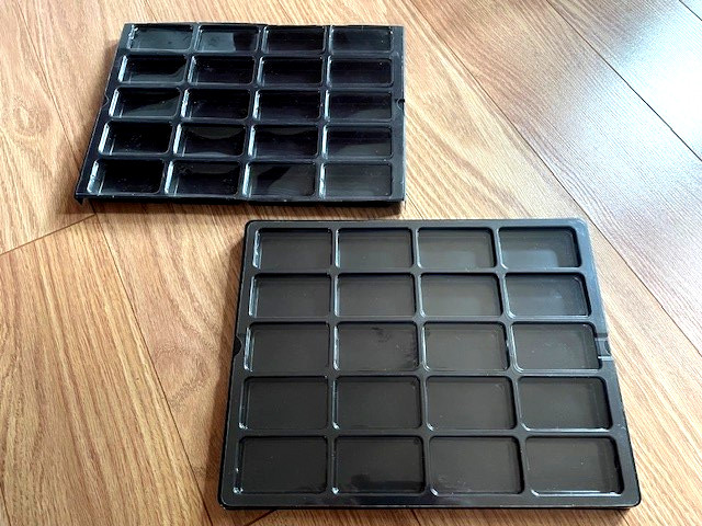 Lot of 2 SPI Black Counter Trays; each tray is 8″ width, w/ 20 compartments
