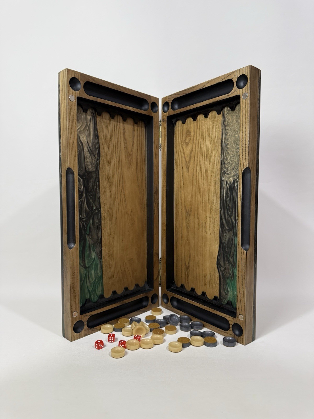 Exclusive Gold Backgammon Board, Wood & Epoxy Resin, Handmade Luxury Game Set