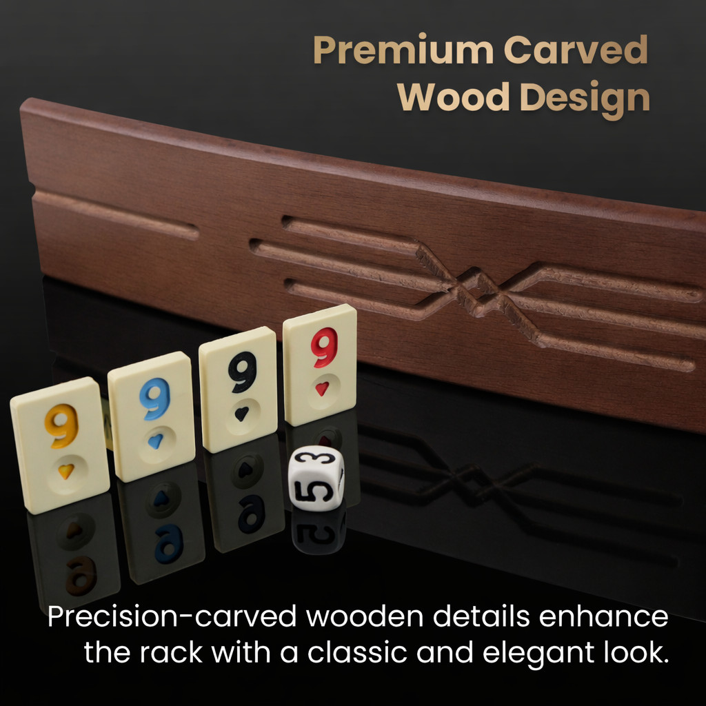 Wooden Oval Rummy Rack Set Curved Rummy Turkish Okey Personalization Gift