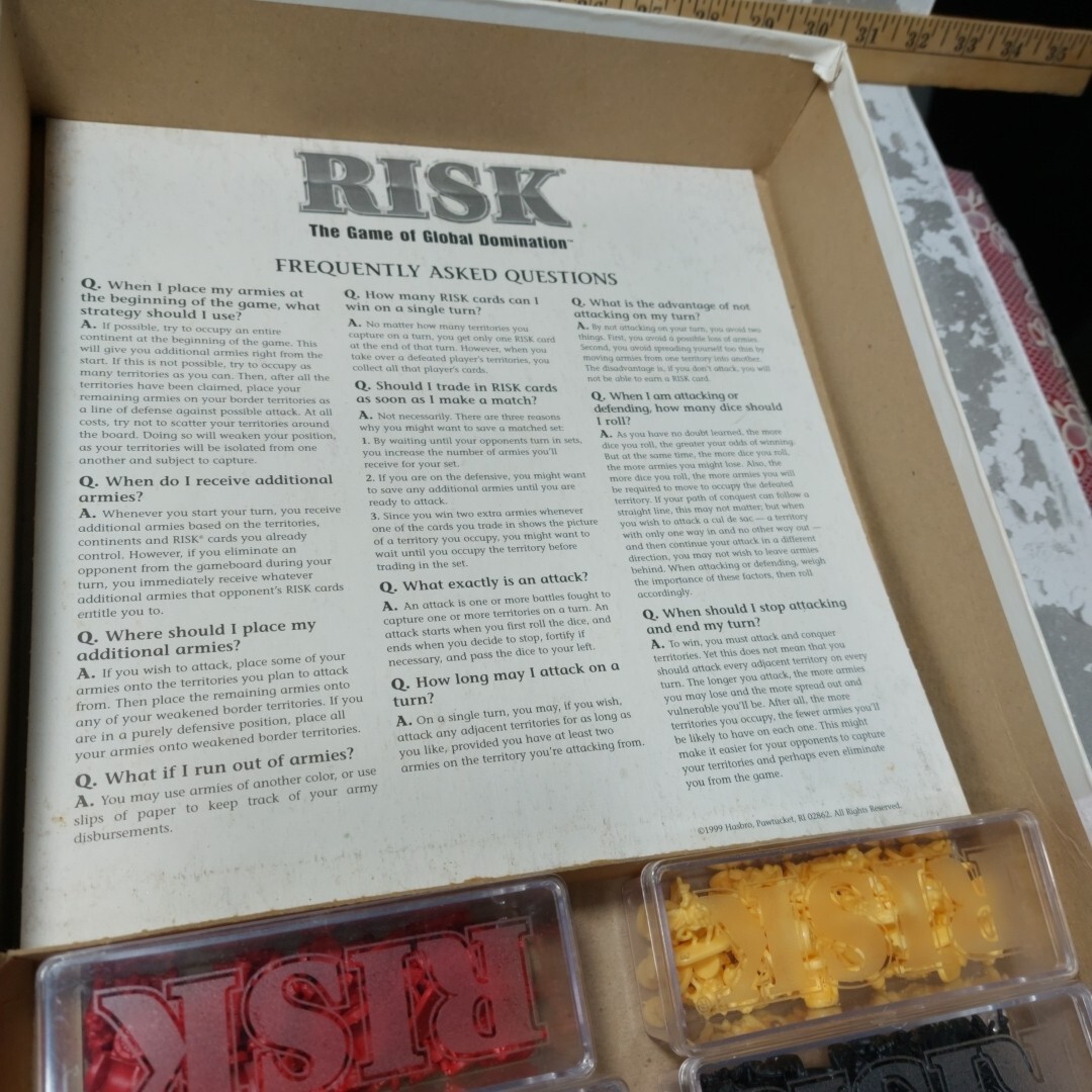 1999 Parker Brothers Hasbro Risk Board Game of Global Domination Complete