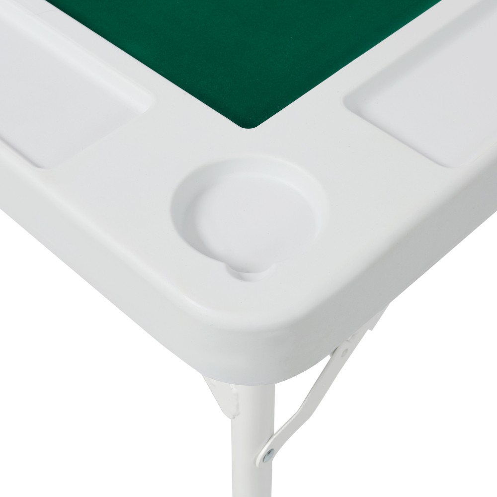 Square Folding Card Table Felt Poker Mahjong Table with Chip Trays Cup Holders