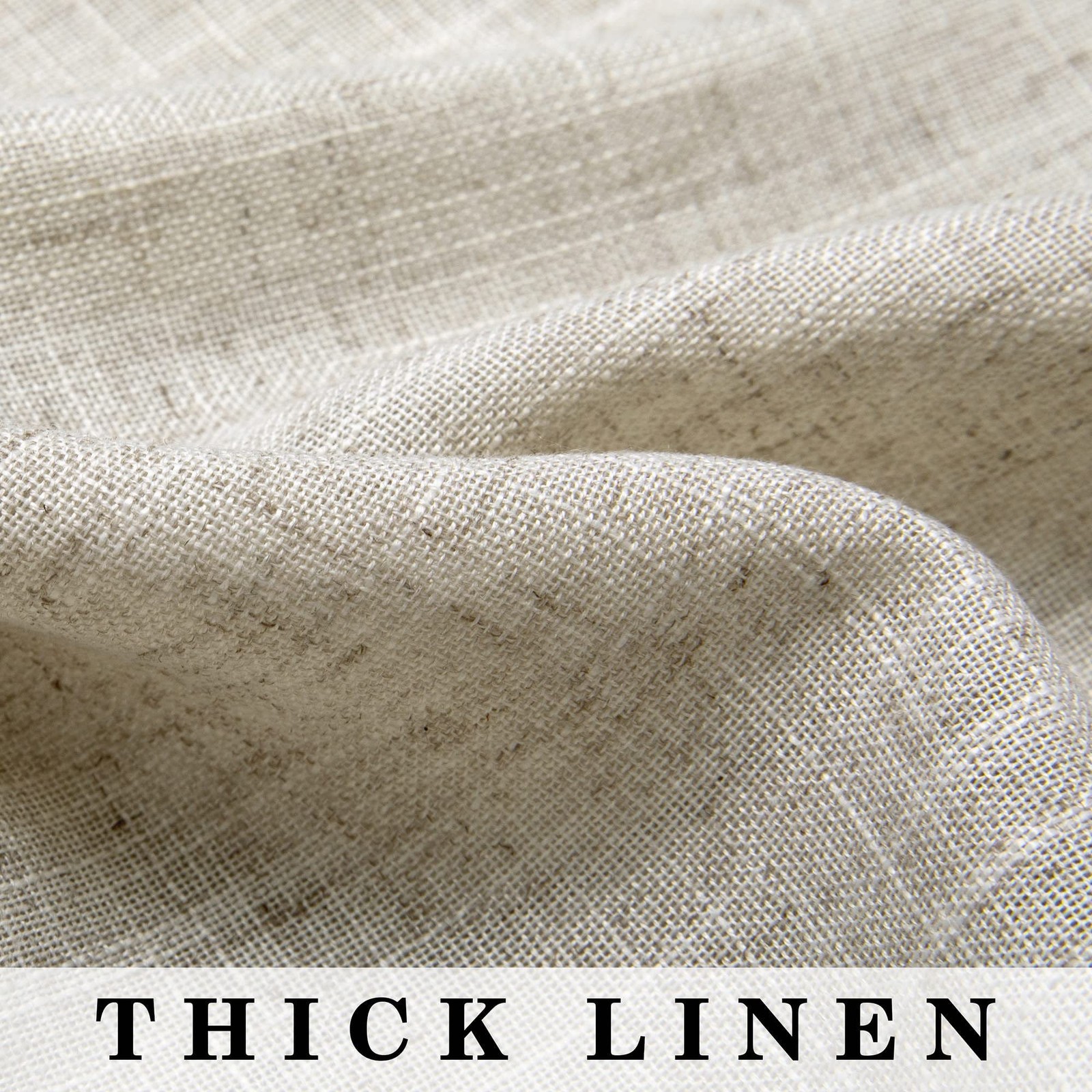 Pitalk Flax Linen Curtains 54 Inch Length for 52″W x 54″L (Pack of 2), Tan