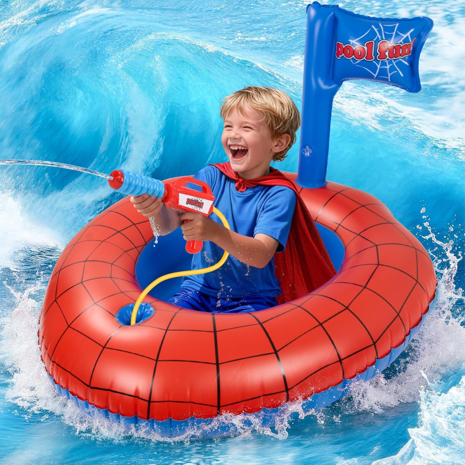 Inflatable Pool Float Water Gun Ride On Kids Toys Ages 3-8 Swimming Beach Floats