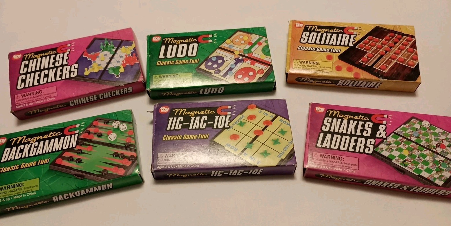 The Toy Network Magnetic Mini Games Travel – Ludo, TicTacToe, Solitaire-Lot Of 6