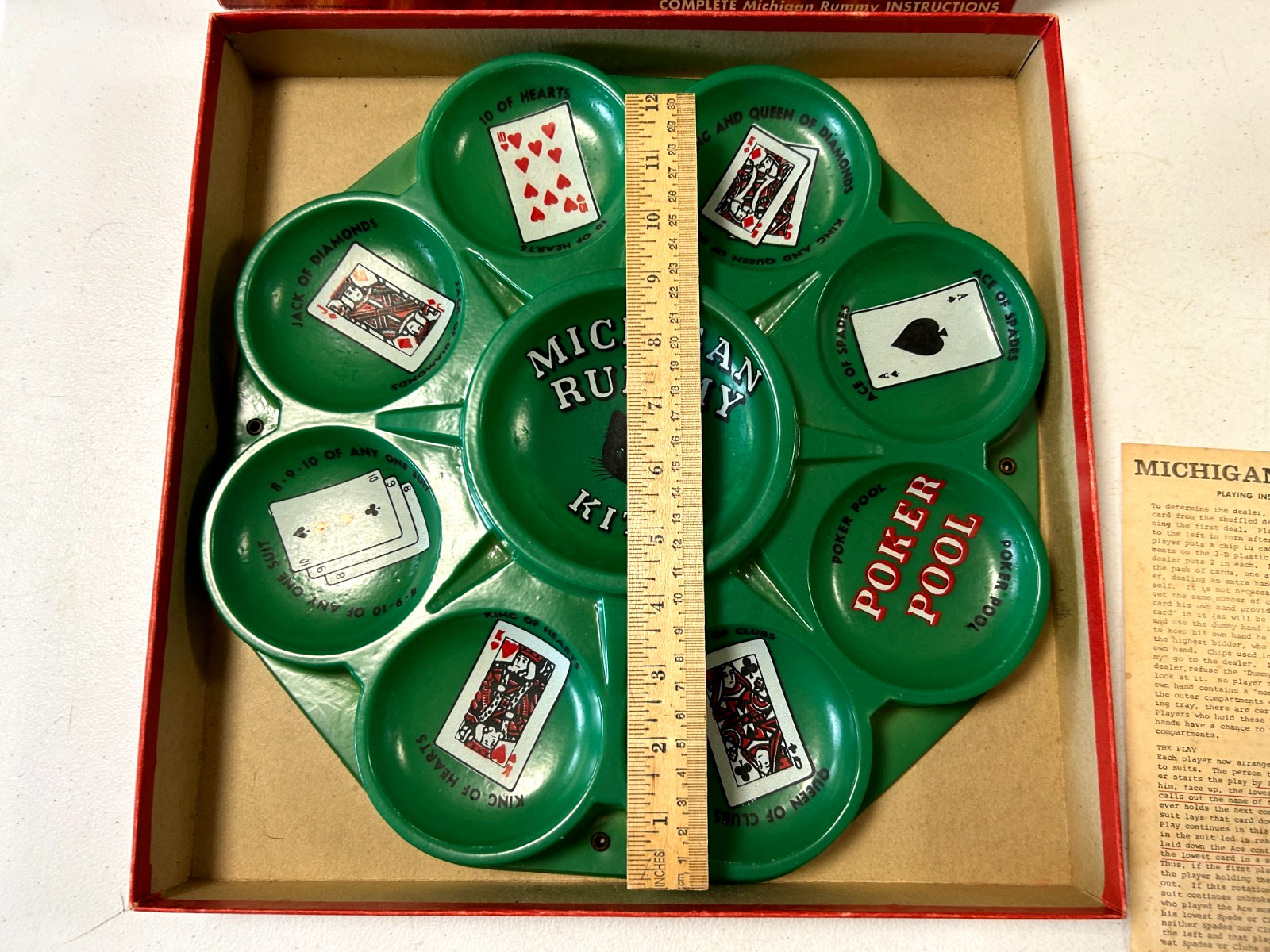 Vintage 1958 Michigan Rummy Playing Tray, Transogram Comp NY Very Nice Cond