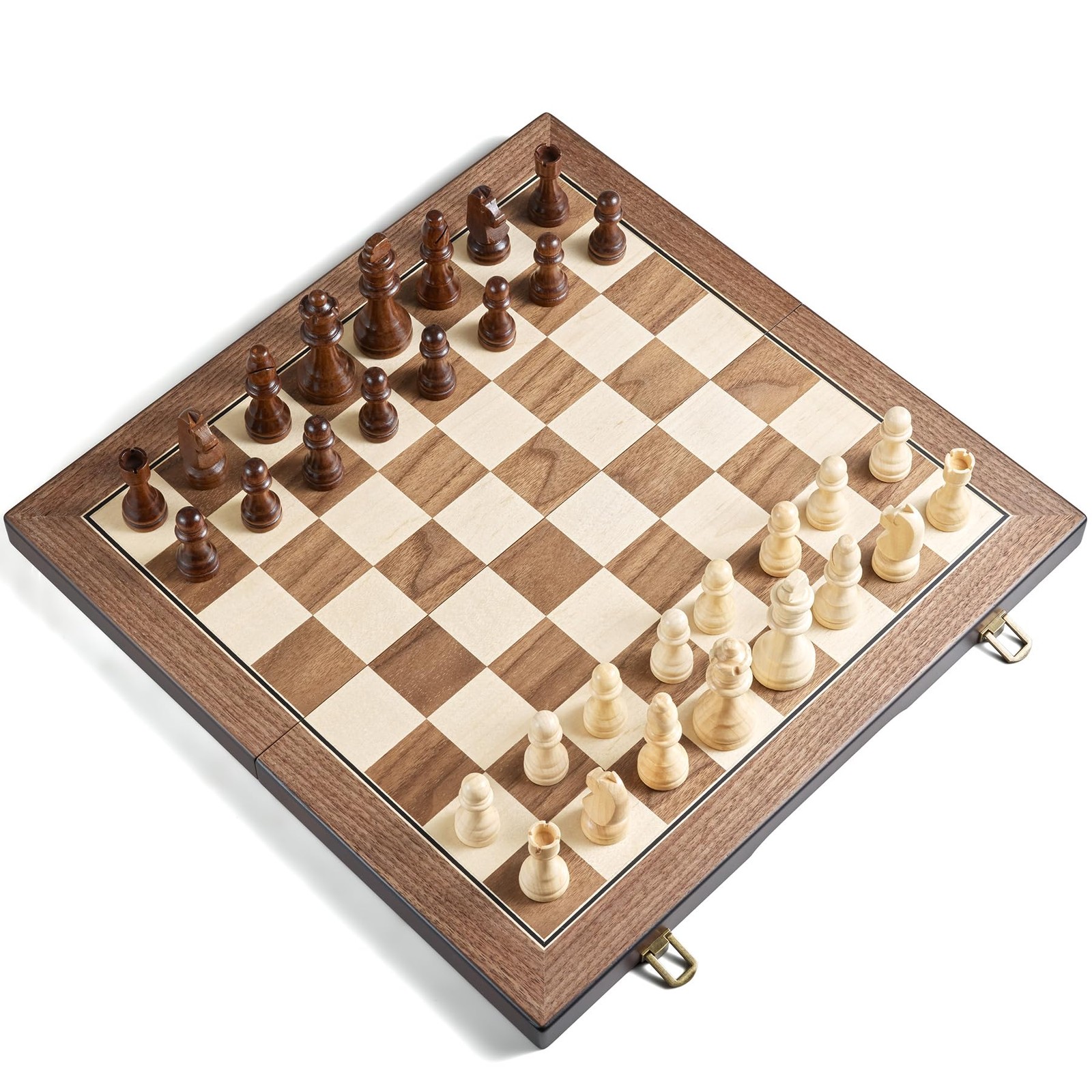17” Magnetic Wooden Chess Set for Adults Kids – with Folding Board, Gift Pac…