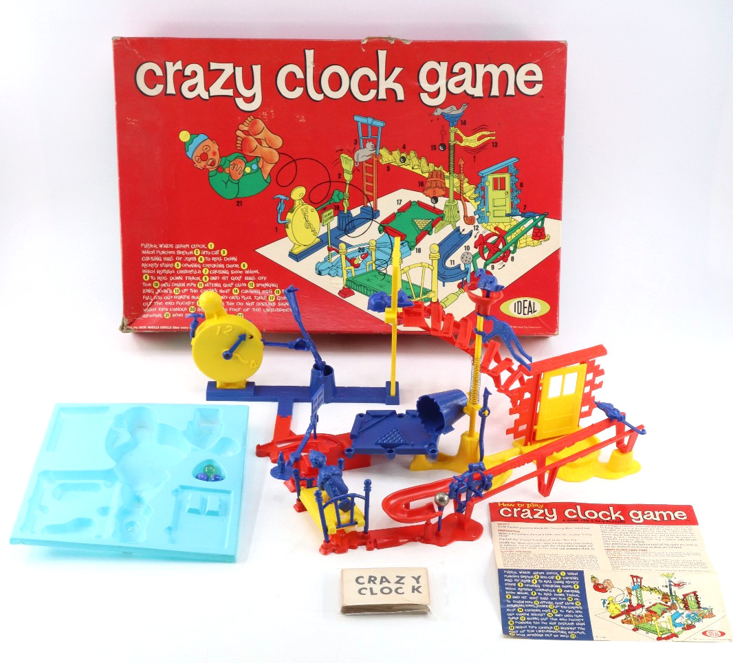 Vtg 1964 Ideal CRAZY CLOCK Game 100% Working & Working W/ Box