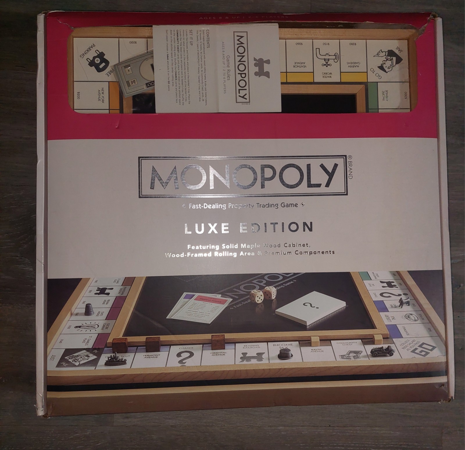 Monopoly Luxe Maple Edition Wood Cabinet Game Board Luxury Premium 2016 Sealed