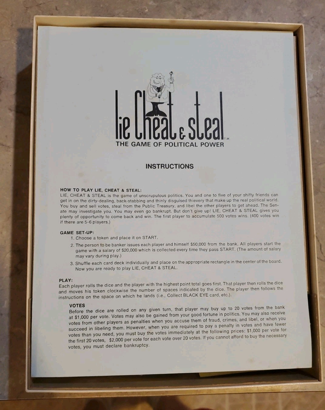 1971 Lie Cheat & Steal: The Game of Political Power ~ Board Game COMPLETE