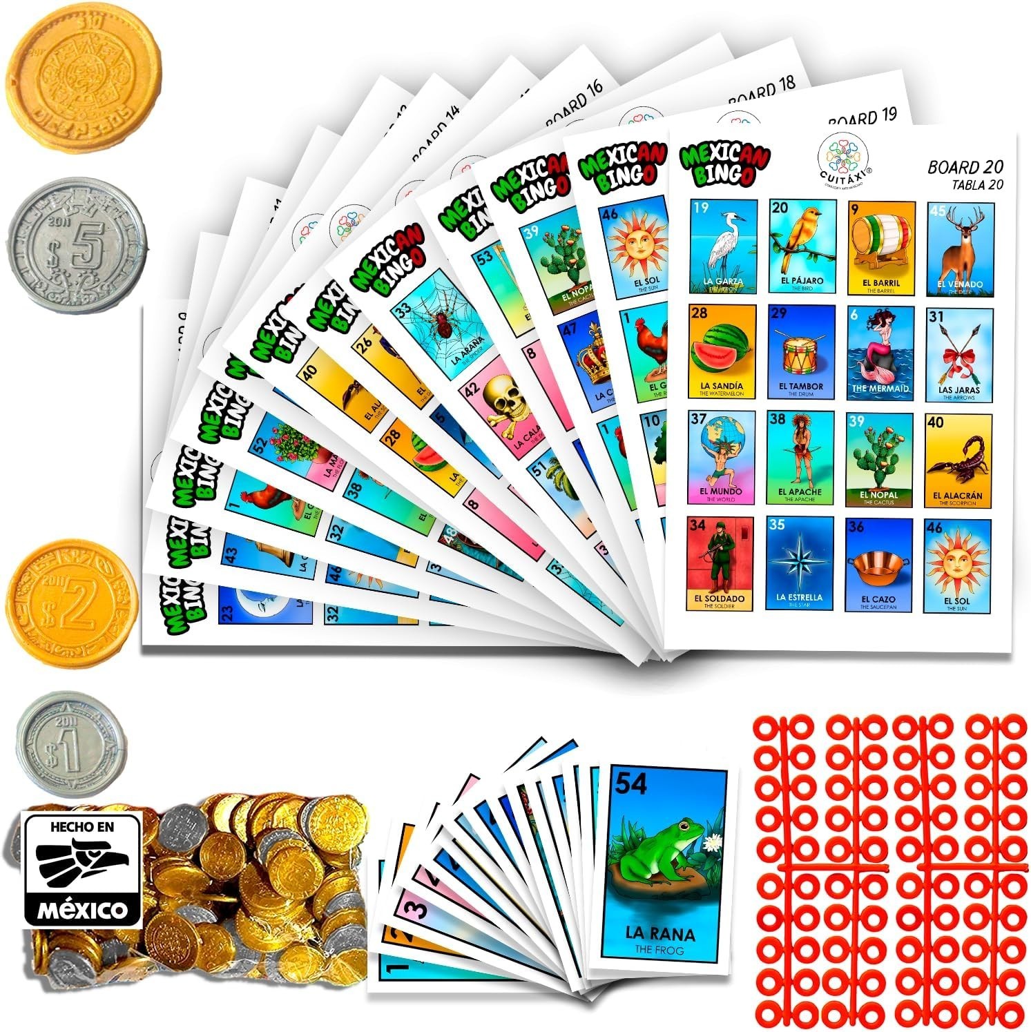 Vibrant Cuitáxi Mexican Bingo Game – 20 Players, Made in Mexico for Endless Fun