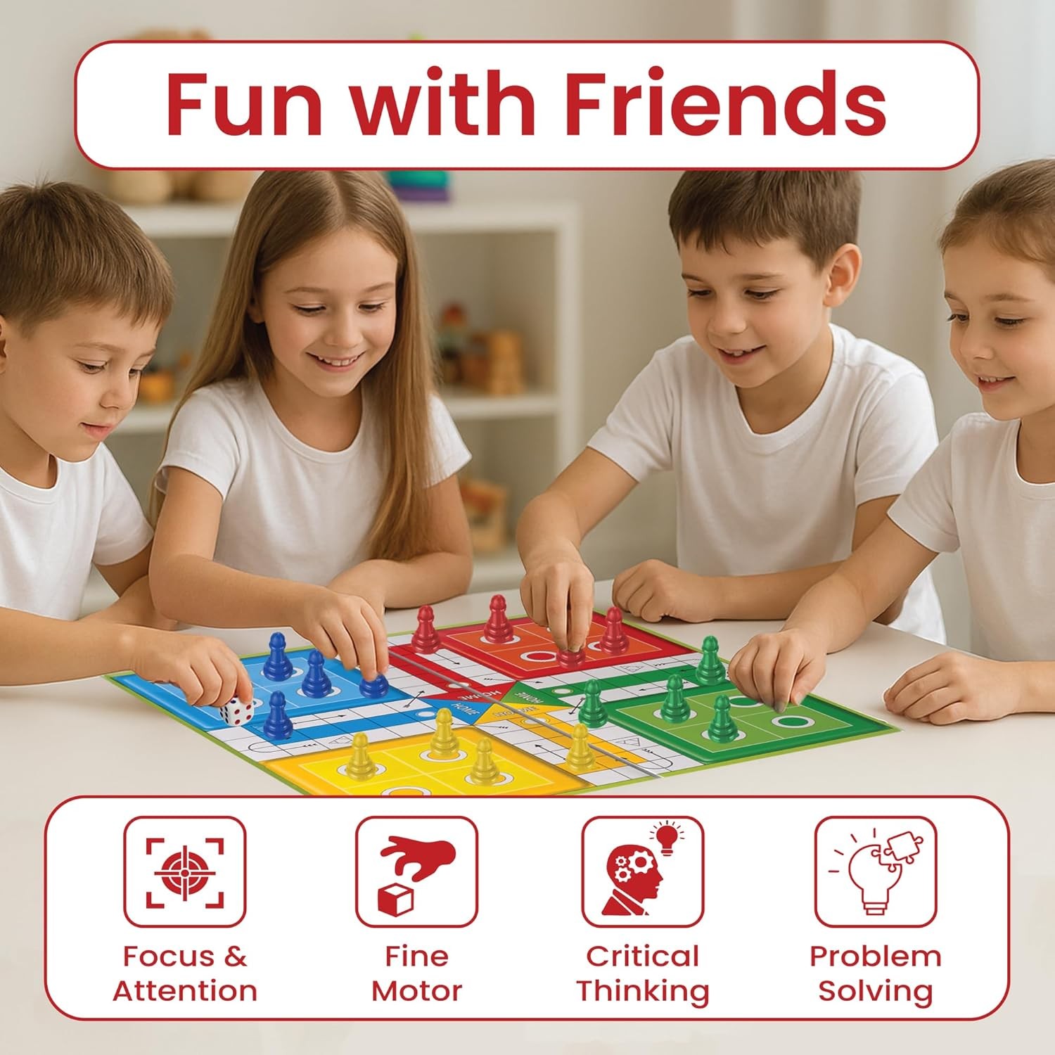 Ludo Board Family Game For Kids & Adults 2-in-1 Snakes & Ladder & Ludo Board