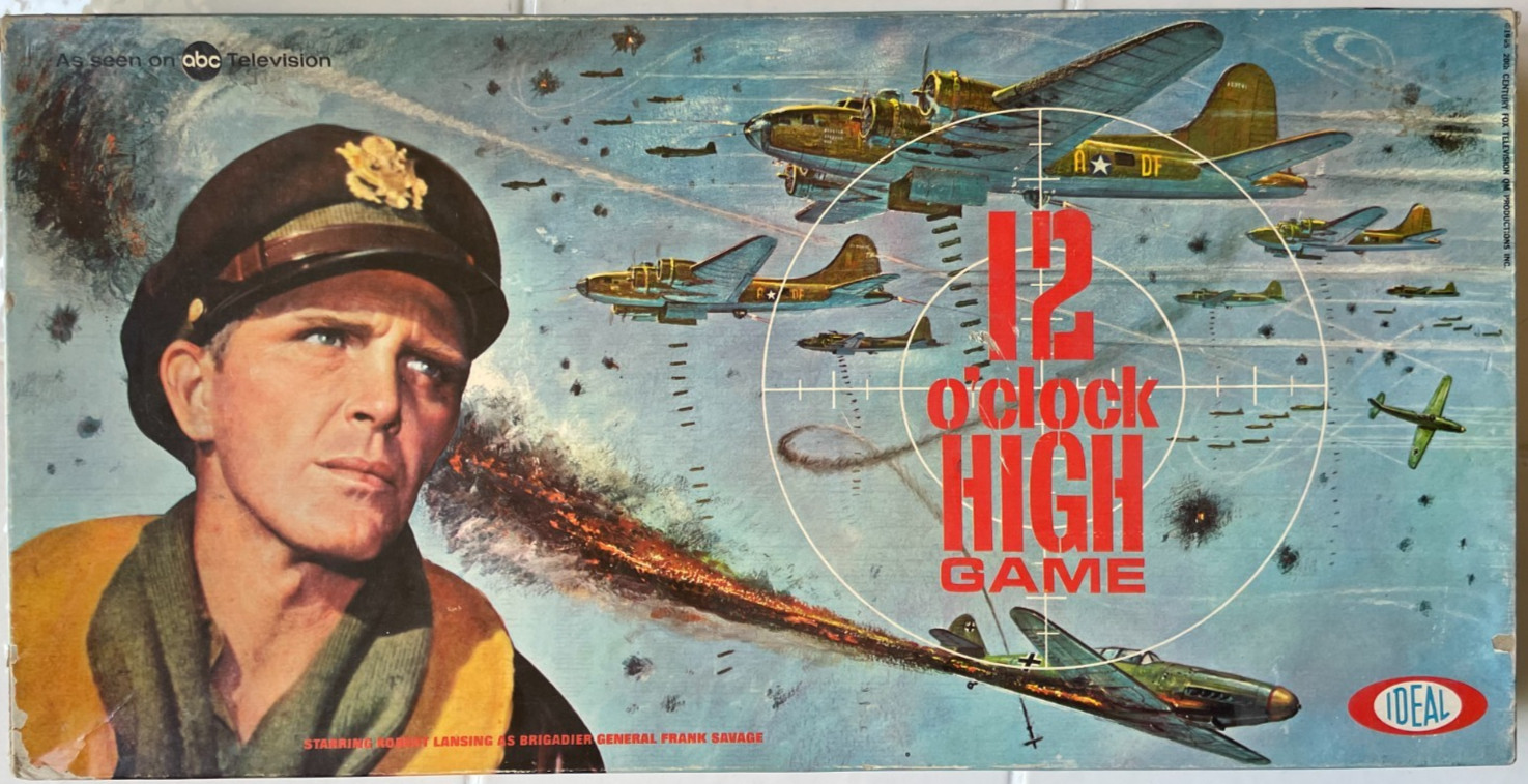 12 O’Clock High Boardgame – Ideal (Robert Lansing lid) Box Fair – game VG – 1965