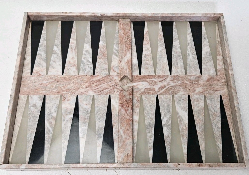 Italian Onyx Marble Backgammon Luxury Playing Board Heavy Stone Table Home Decor