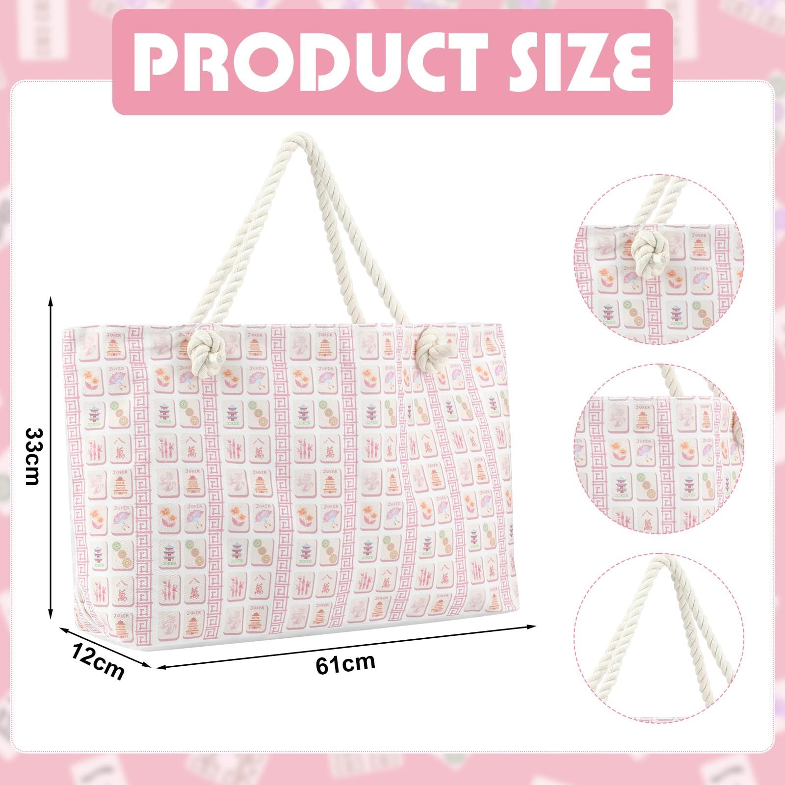 Sunnymove Empty Mahjong Bags Set for Large, Blue and White with Pink accents