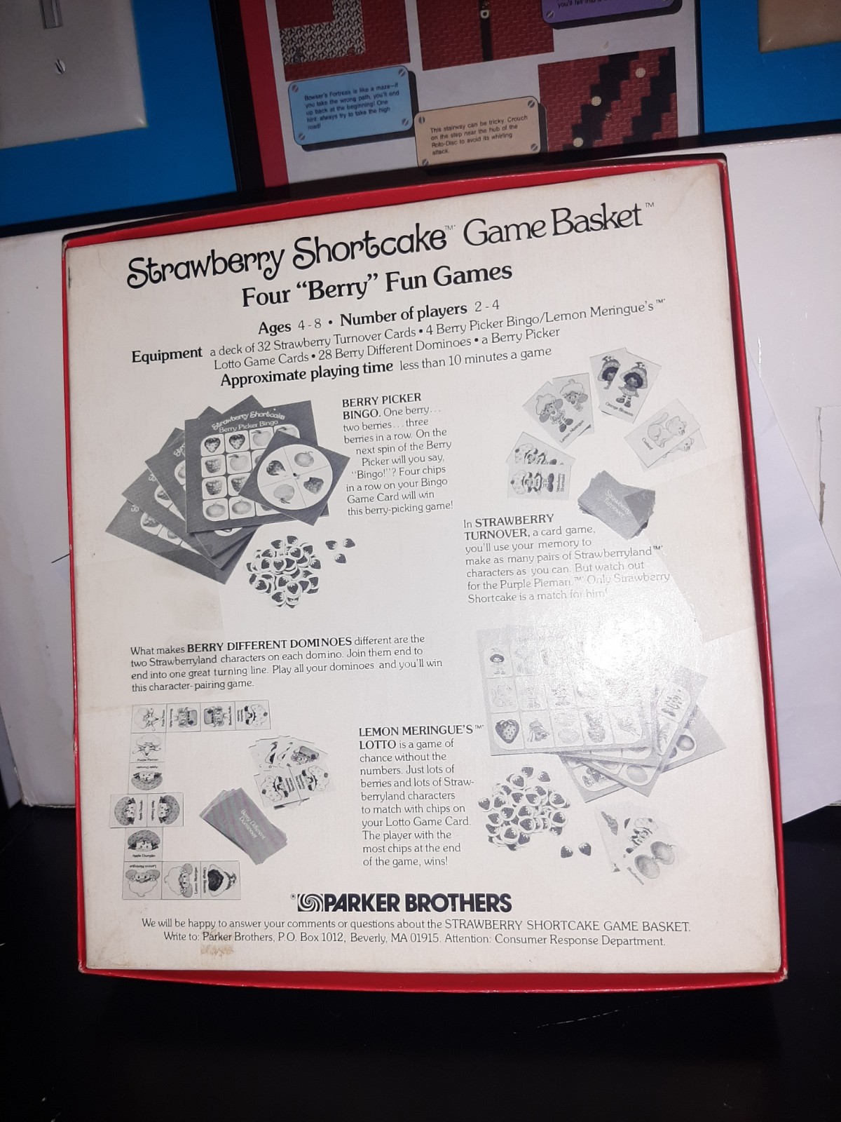 Parker Brothers Strawberry Shortcake Game Basket Vintage 1981 Four Games In Box!