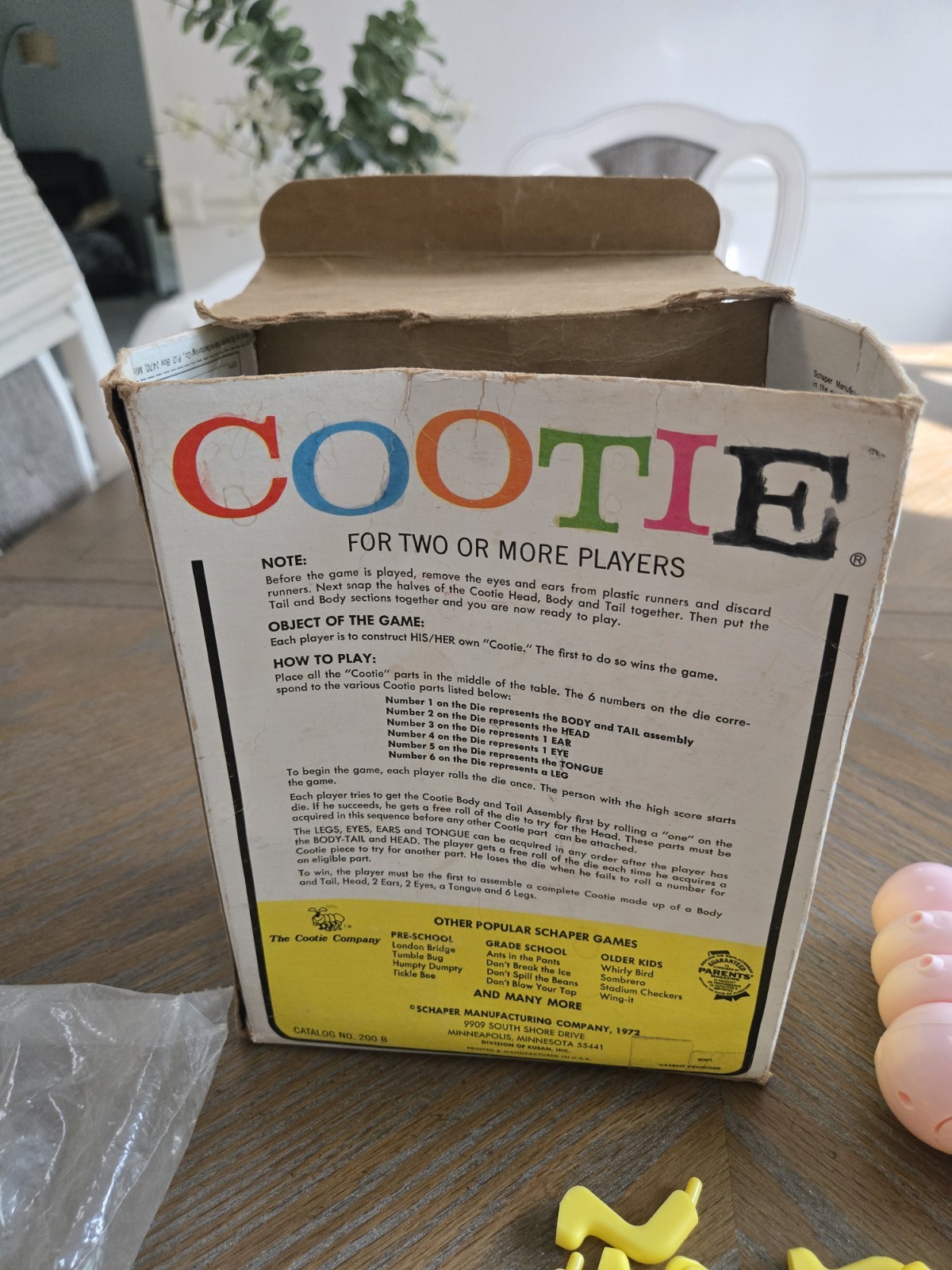 Vintage 1972 Schaper Cootie Game No. 200 B Original Box