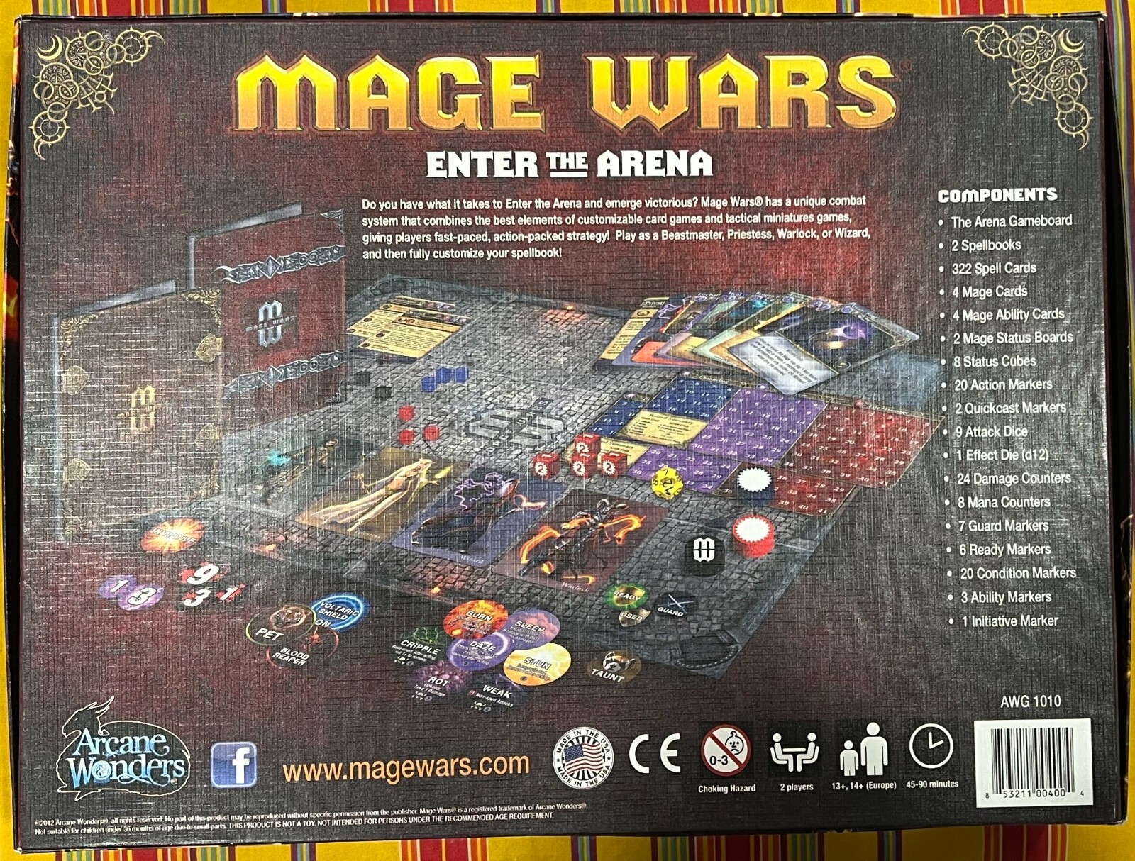 Mage Wars Board Game ~ Core Set 2012 ~ Arcane Wonders ~ Open, lightly played