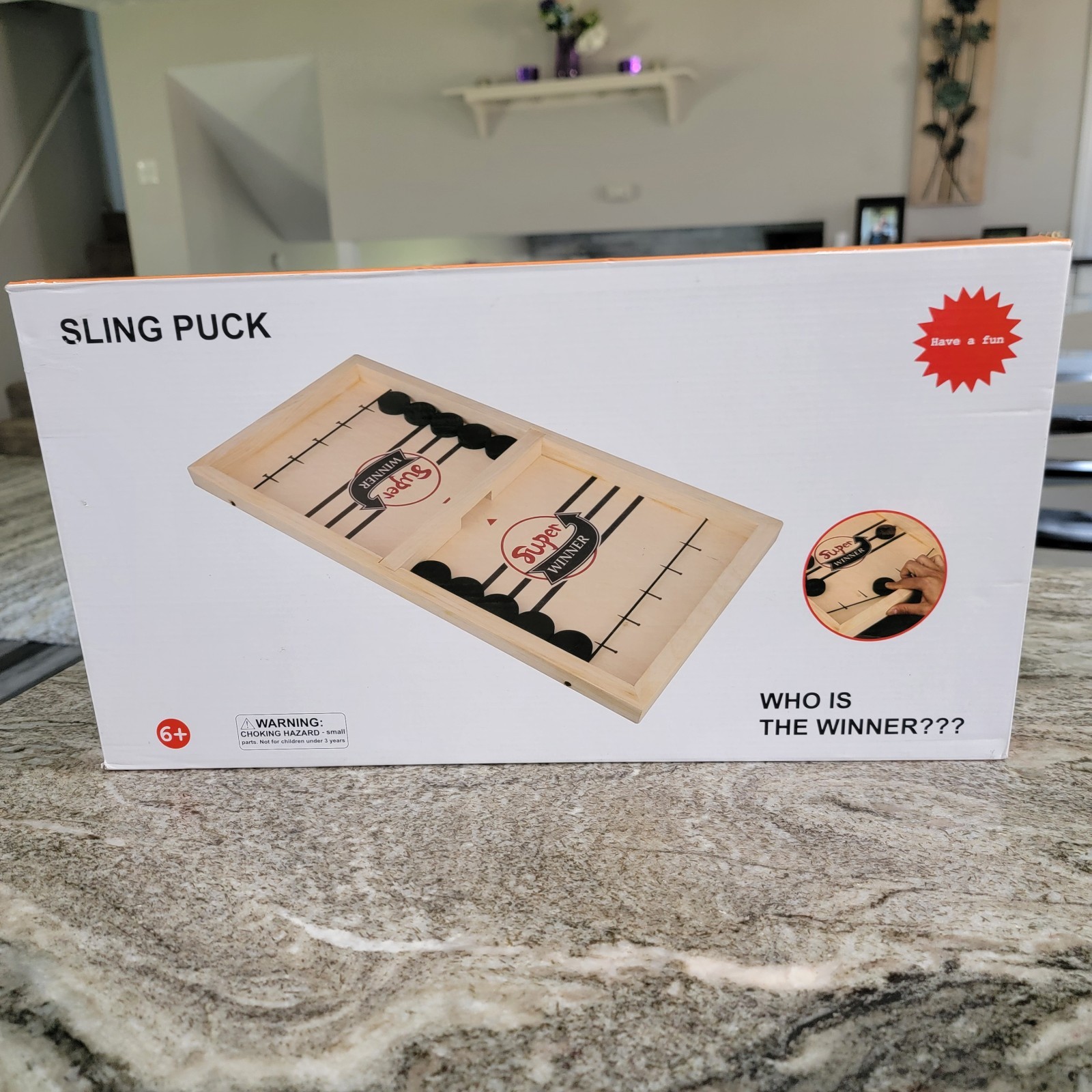 Sling Puck Wooden Fast Sling Hockey Game 2 Player Table Game Open Box New