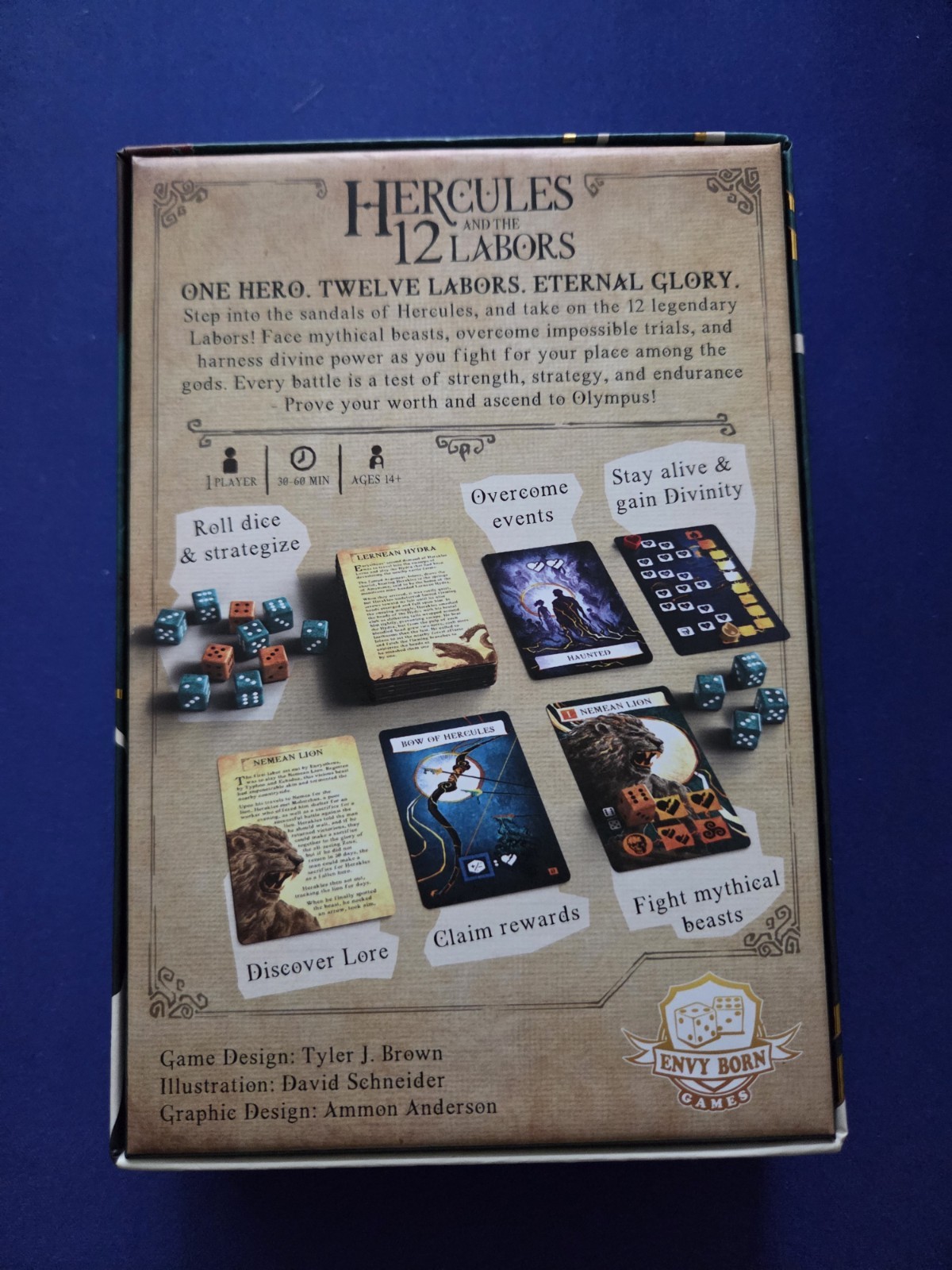Envy Born Games Hercules and the 12 Labors Board Game Mythology 1 Player 14+
