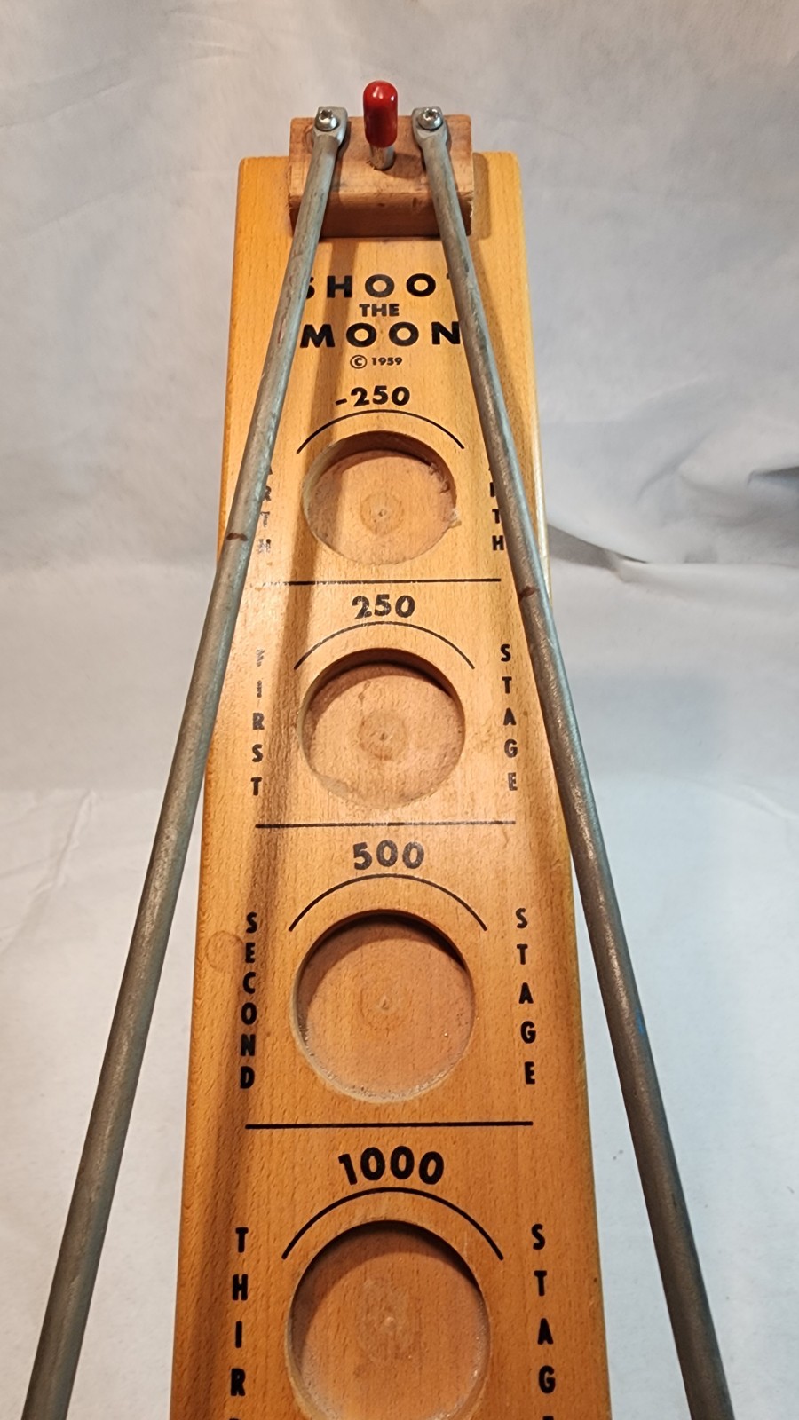 Vintage wooden 1959 Drueke Shoot the Moon Skill Game, no ball