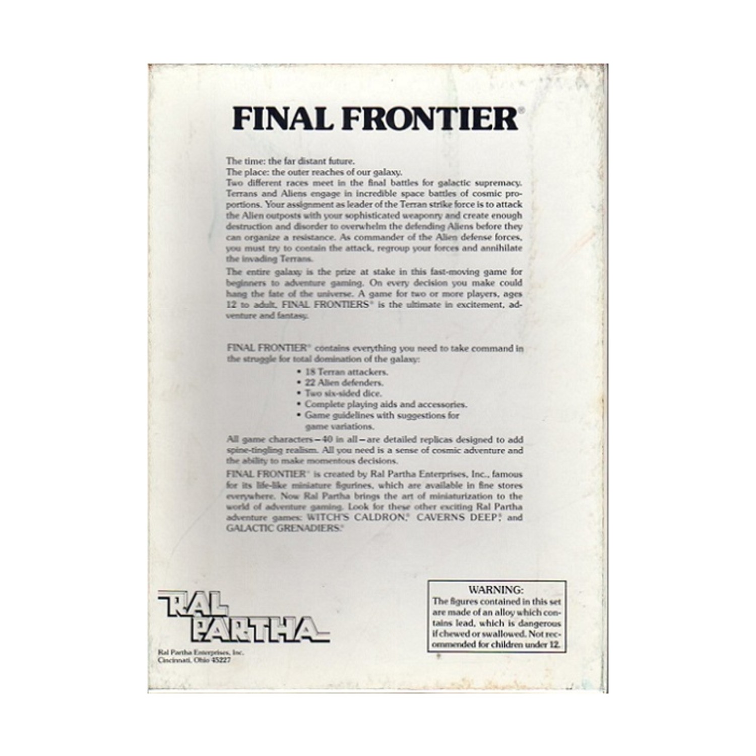 Ral Partha Boardgame Final Frontier Box Fair/EX
