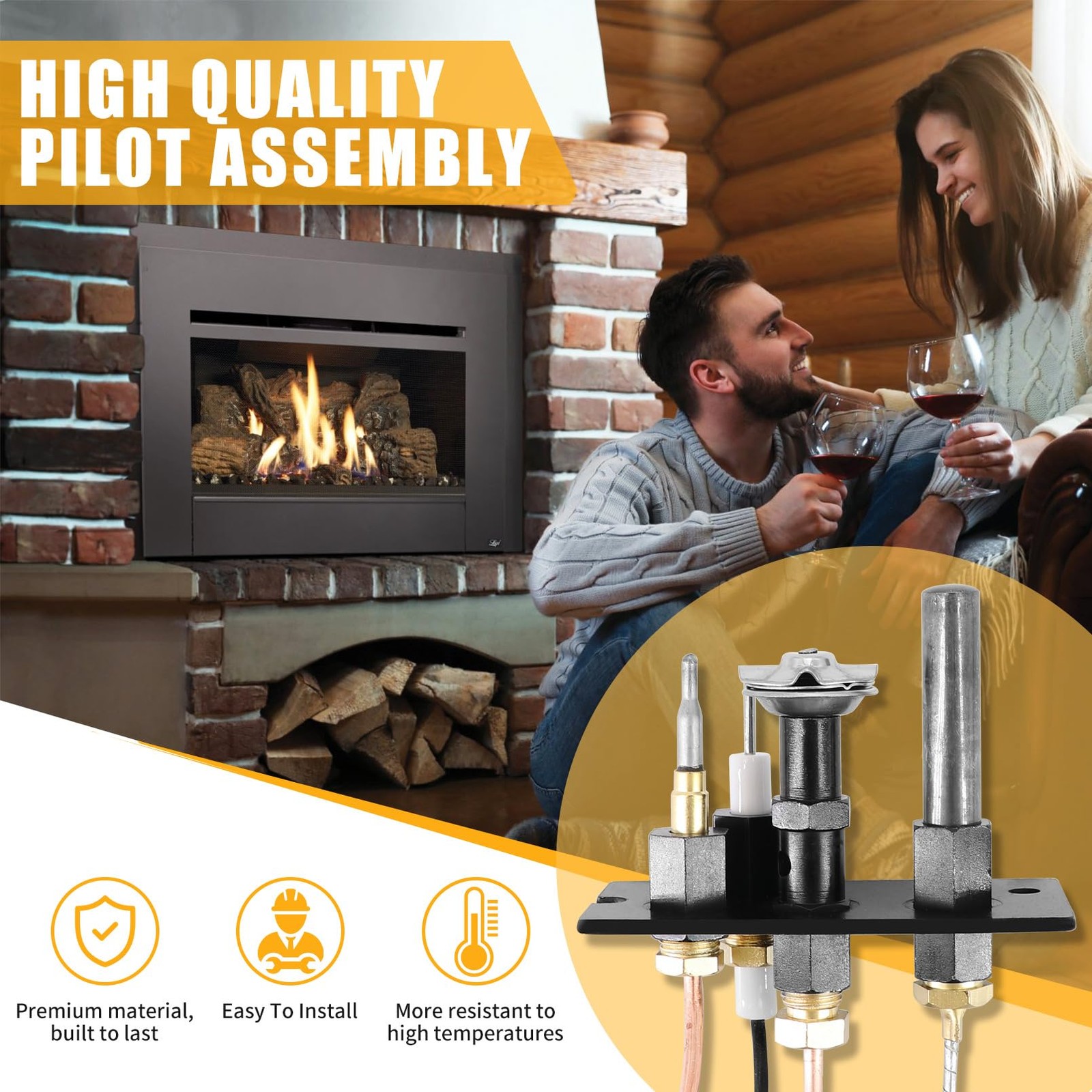 Dokili Propane & Natural Gas 3-Way 10002265 10002264 LP NG Fireplace Black