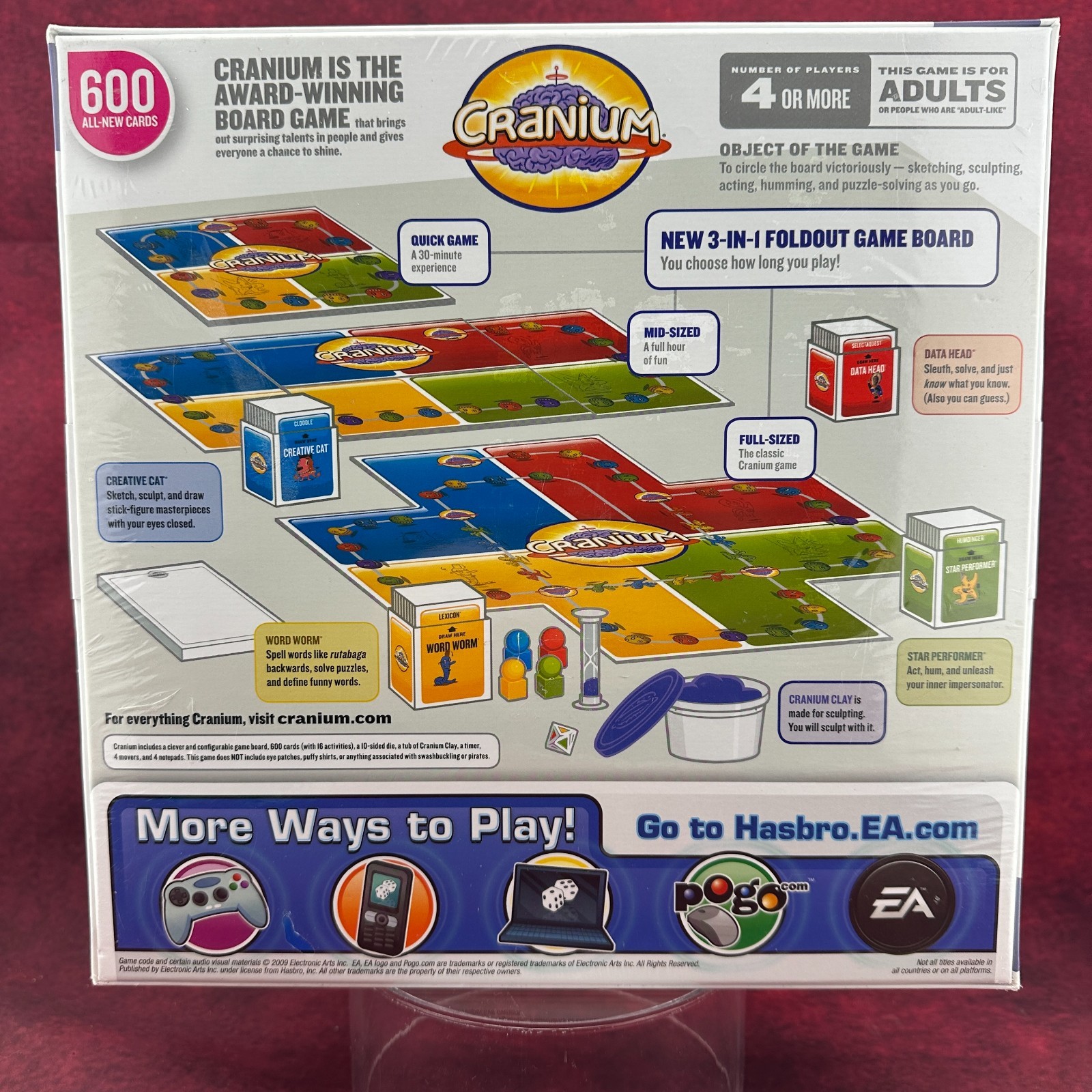 CRANIUM BOARD 3-in-1 GAME, 600 ALL- NEW CARDS, 2009, SEALED, 4 OR MORE PLAYERS