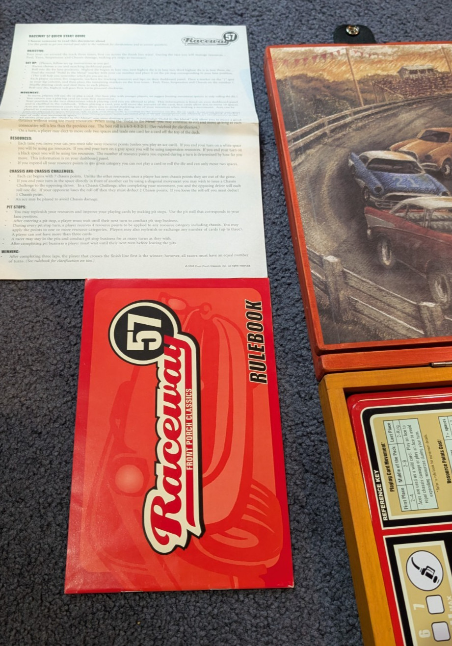 2005 Raceway 57 # 5347 Front Porch Classics Wooden Box Board Game GREAT SHAPE