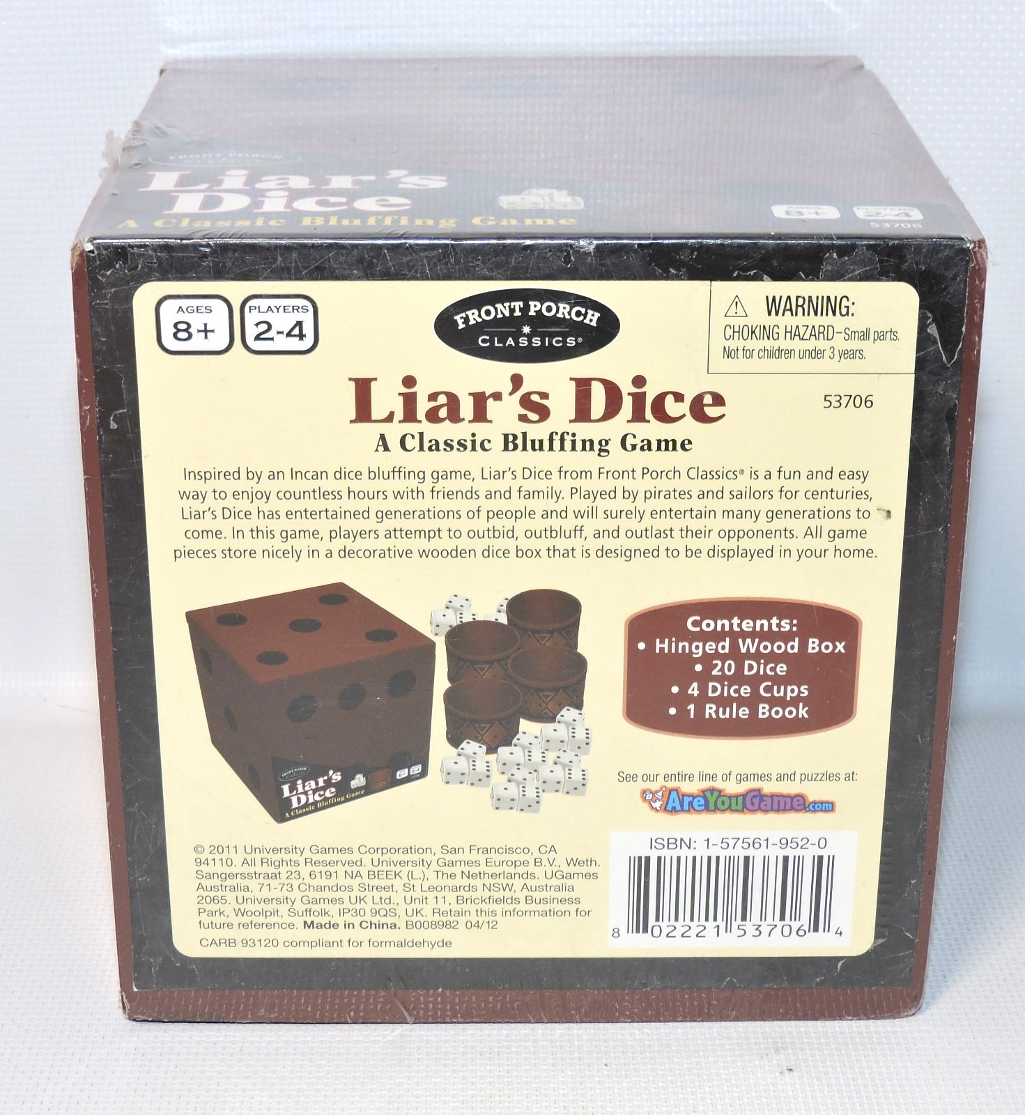 Front Porch Classics Liar’s Dice Bluffing Game Wood Box Dice Set NIB NEW, SEALED
