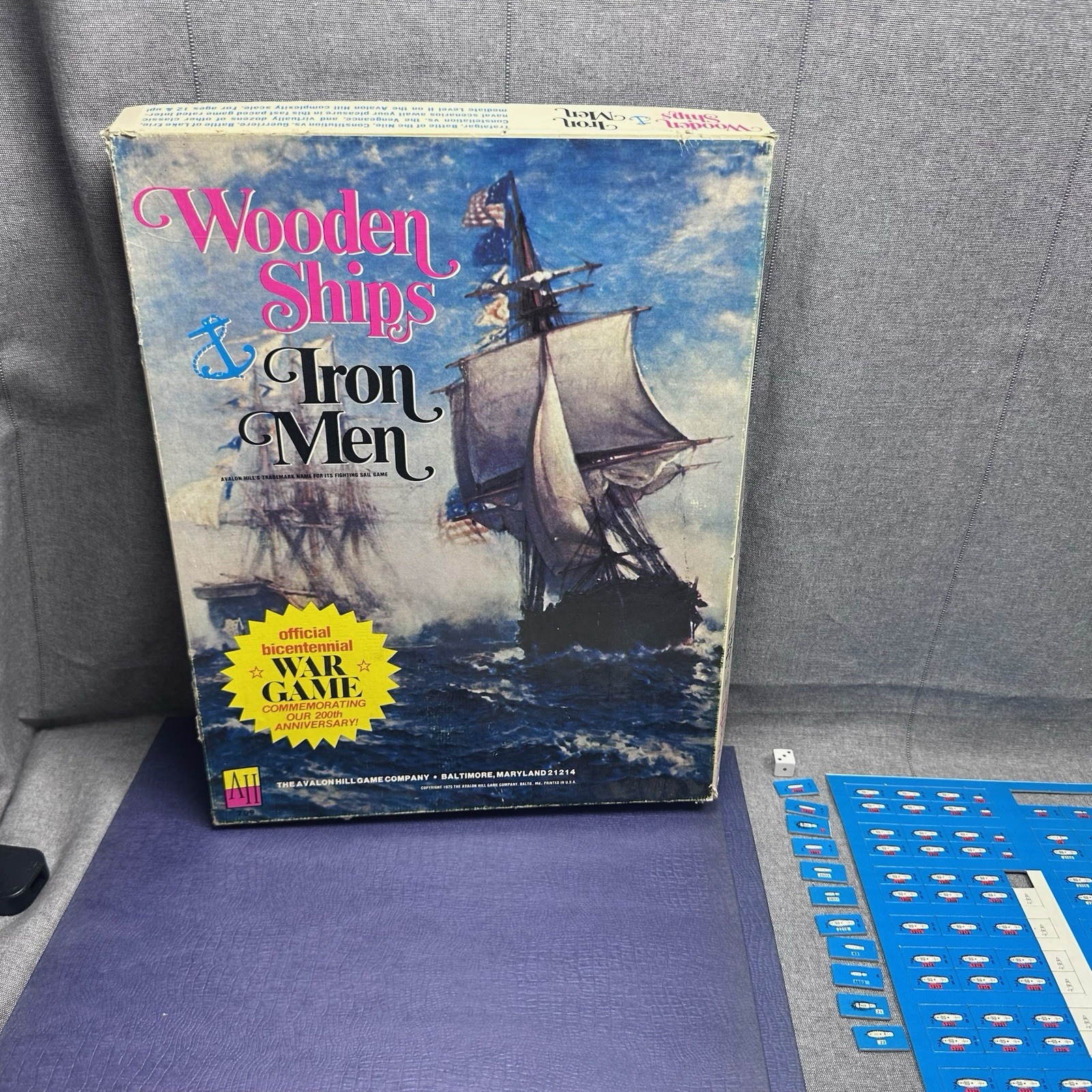 Avalon Hill Wooden Ships & Iron Men Bicentennial War Game 90% Unpunched 1975