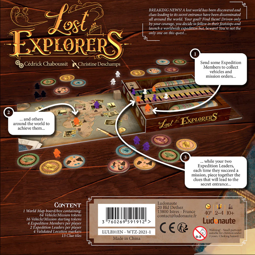 Lost Explorers – Ludonaute Board Game – Ages 10+ 2-4 Players – Brand New
