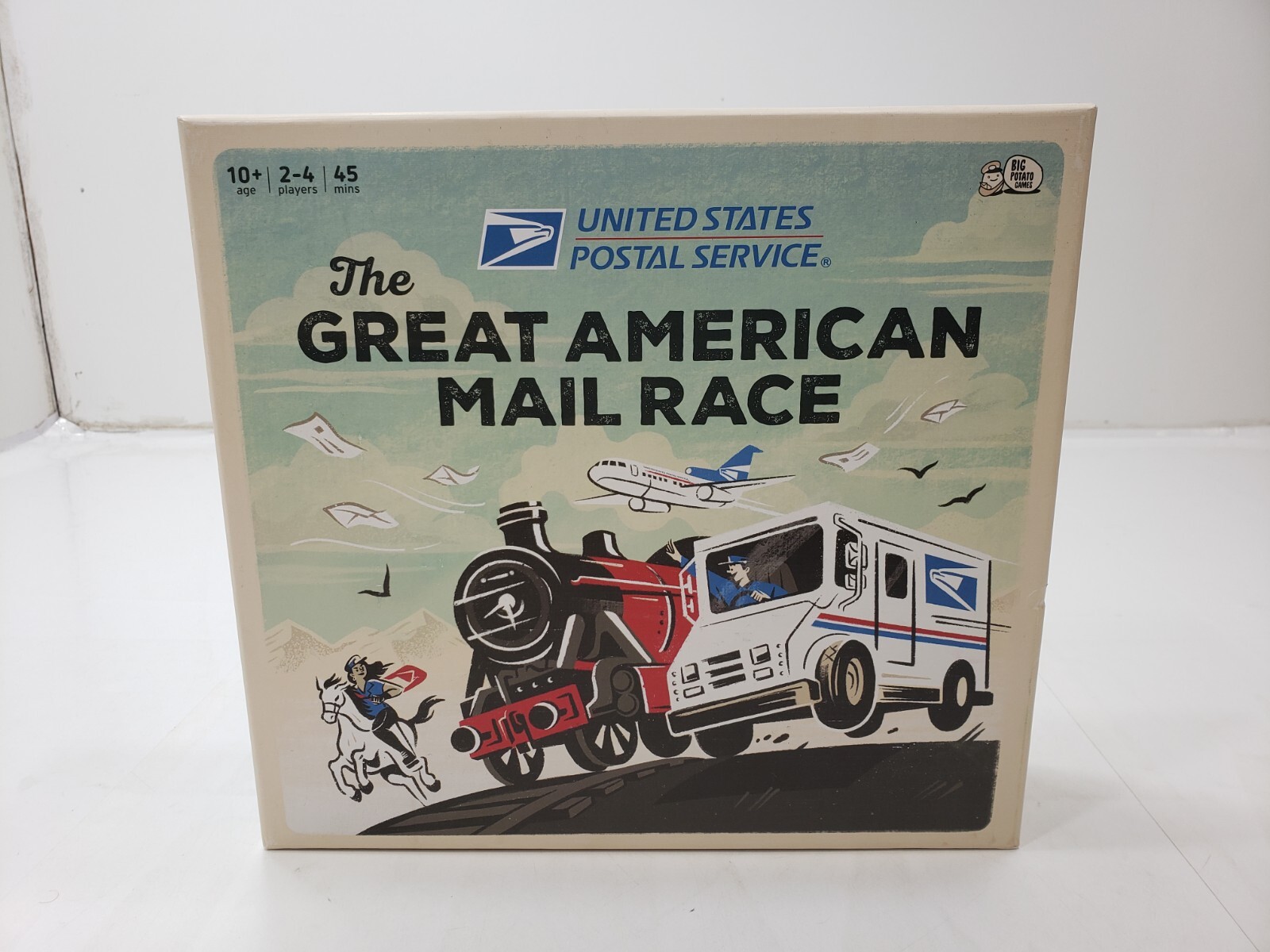 Big Potato Games USPS The Great American Mail Race Board Game Open Box
