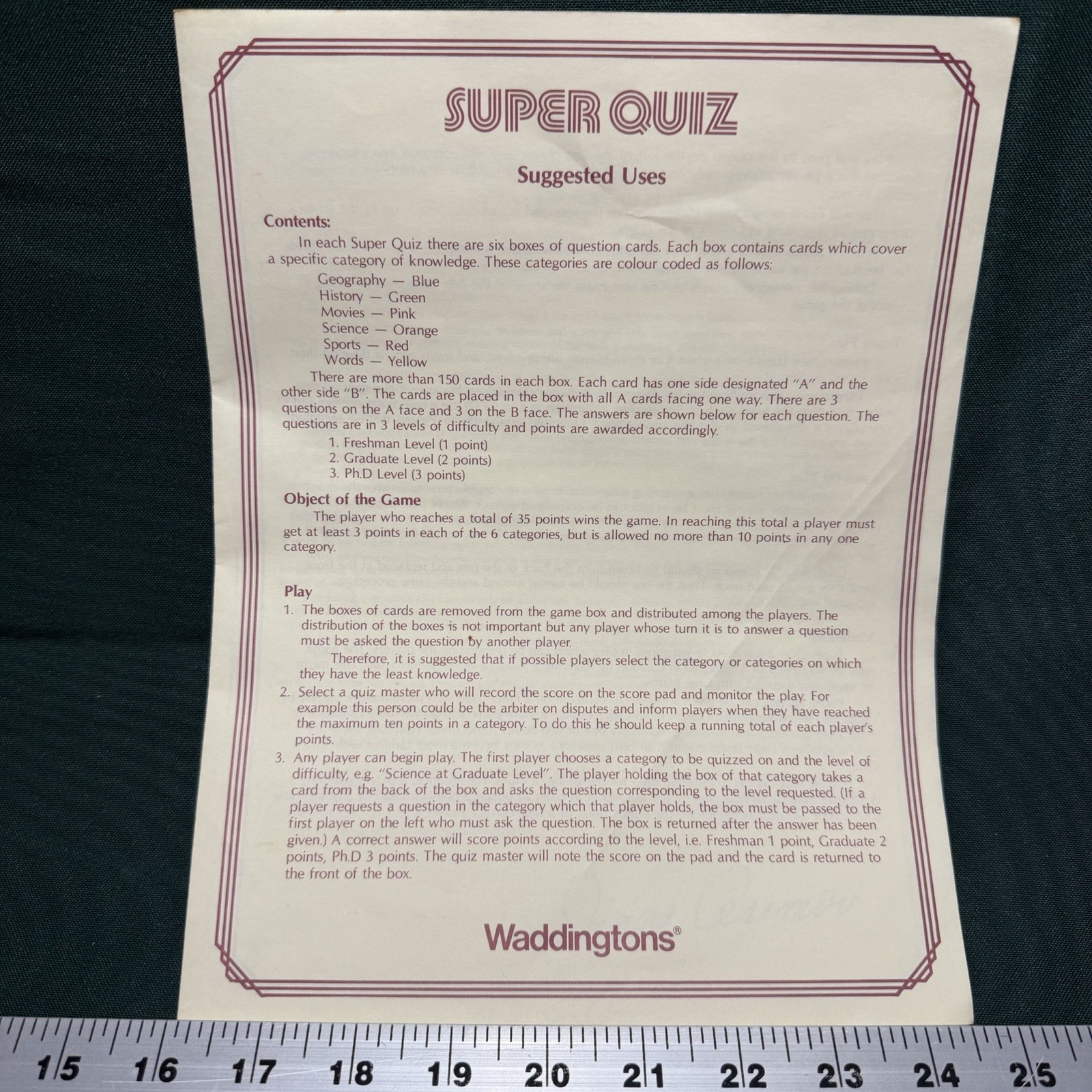 Isaac Asimov Presents Super Quiz – Waddingtons Game – Trivia – 1982 – Ships Free