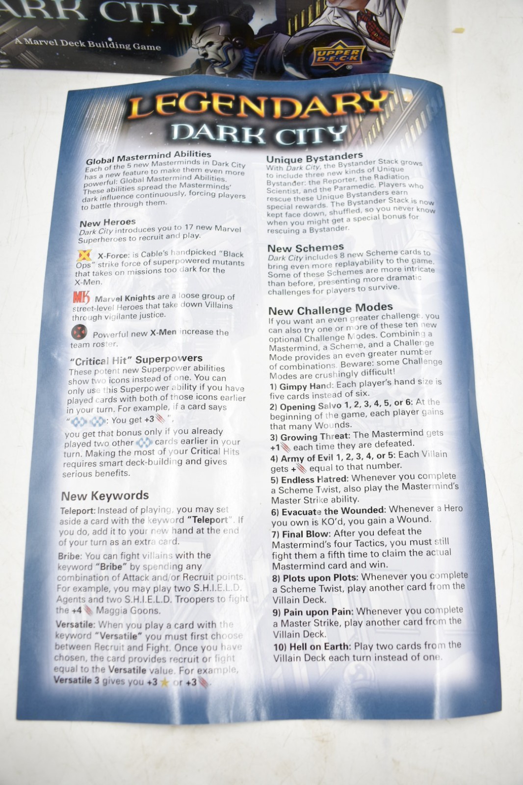 Marvel Legendary: Dark City Deck Building Game 2013 Upper Deck Unsure About Cib