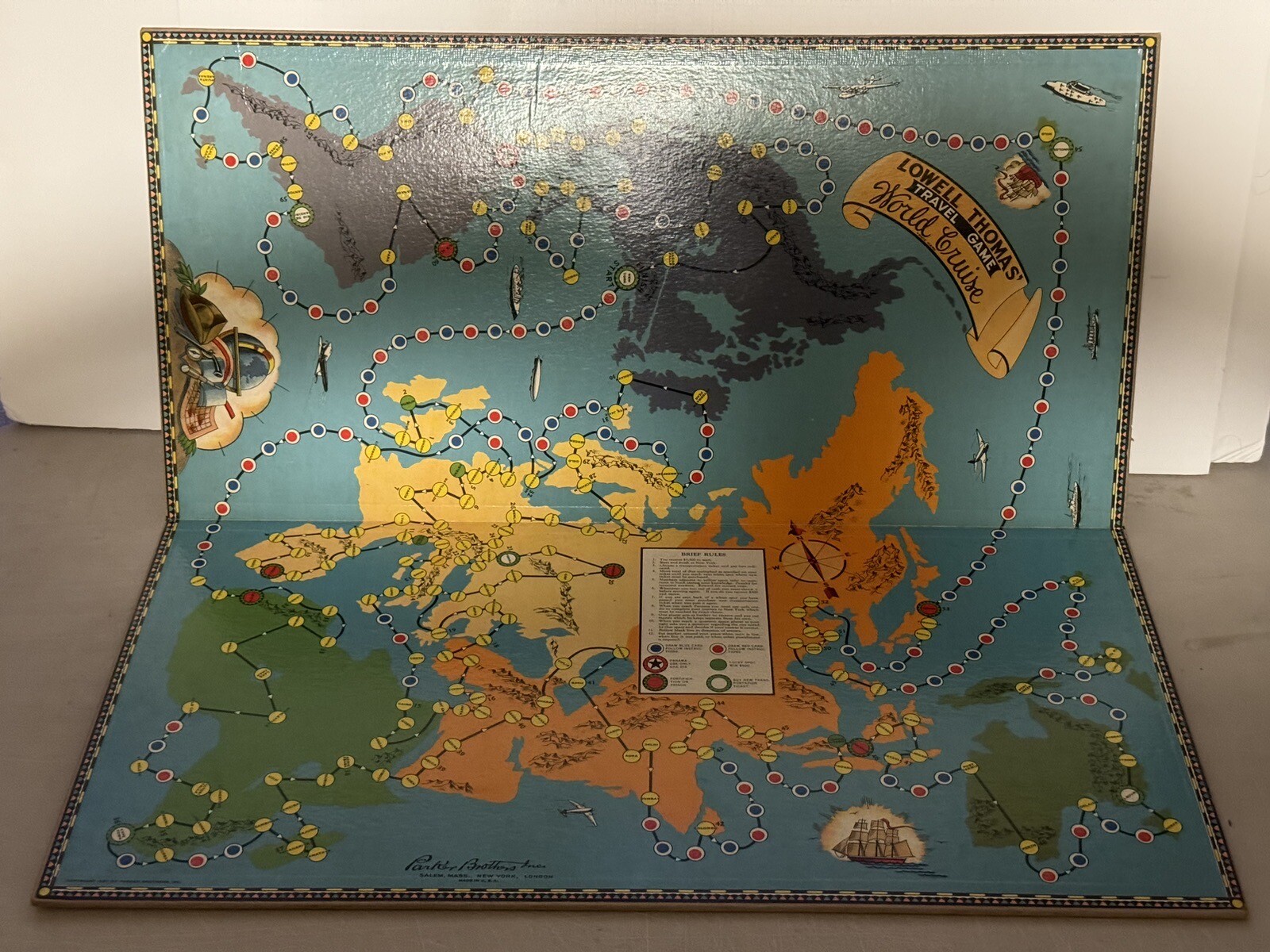 RARE Lowell Thomas Travel Game World Cruise 1937 Parker Bros. GAME BOARD ONLY