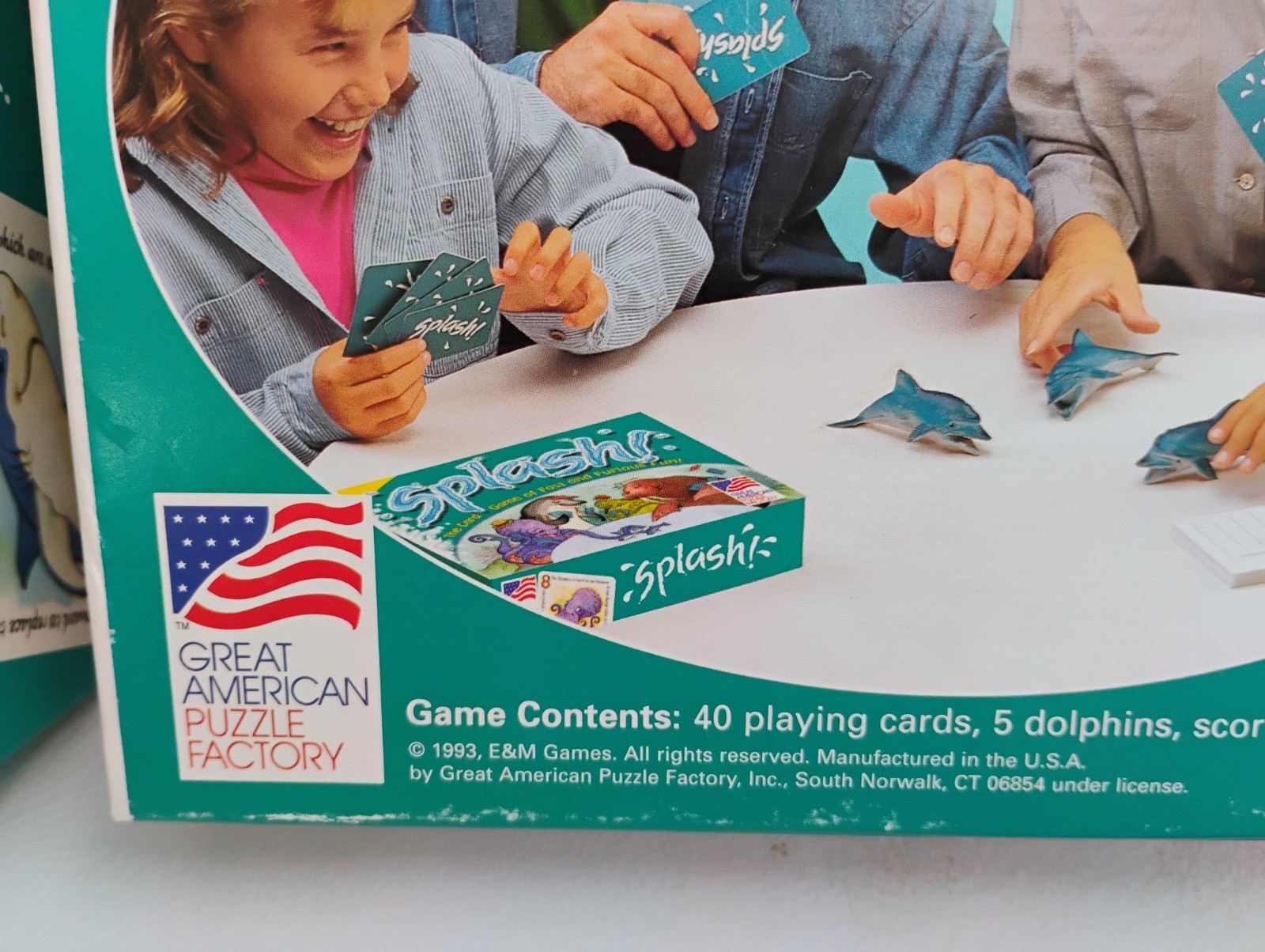 Vntg 1993 Great American Puzzle Factory Splash! Rubber Dolphins Card Game COMP