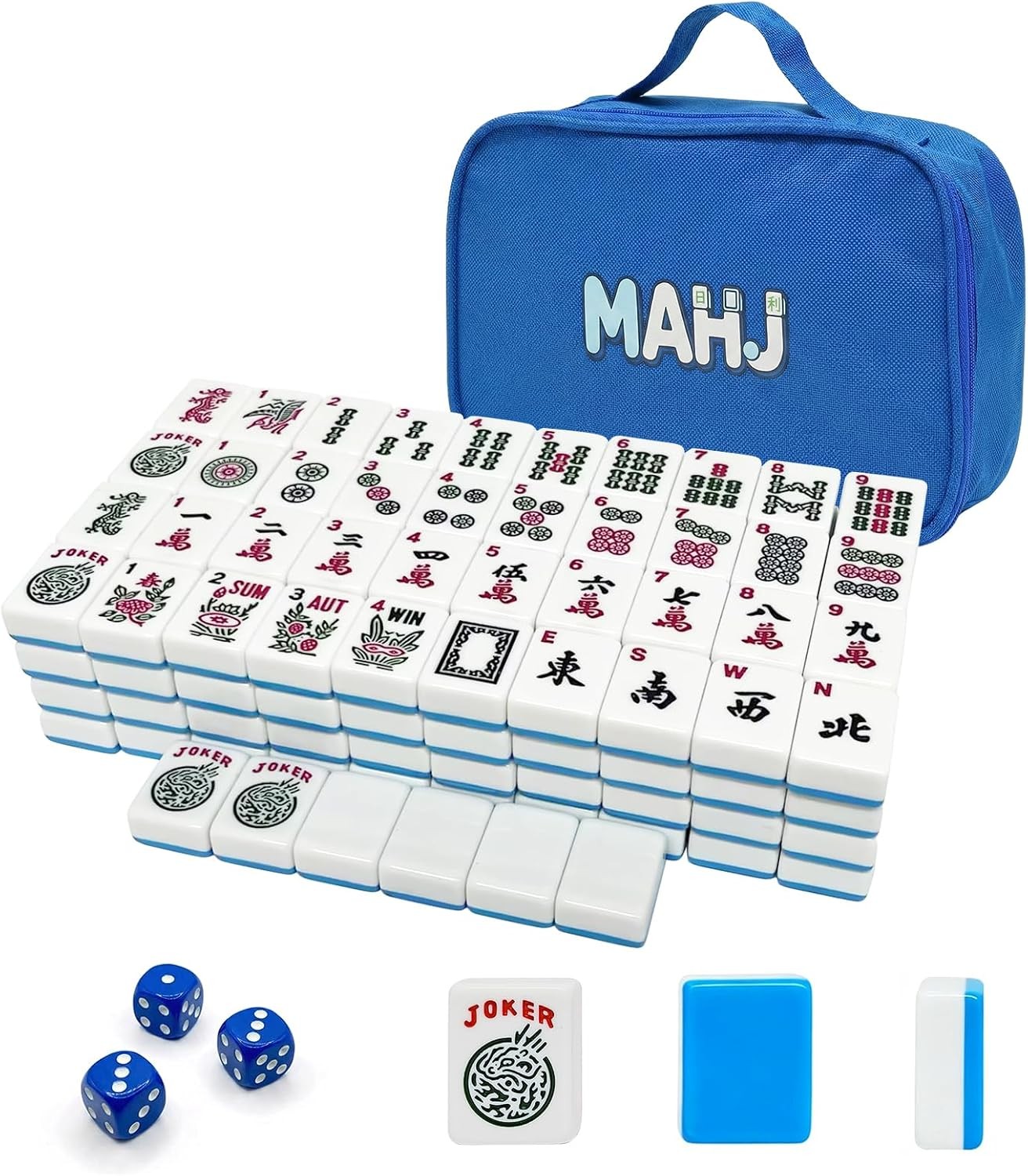American Mahjong Tile Set with 166 Tiles, 1.2-Inch Mah Jongg Sets, Mahjong Gift