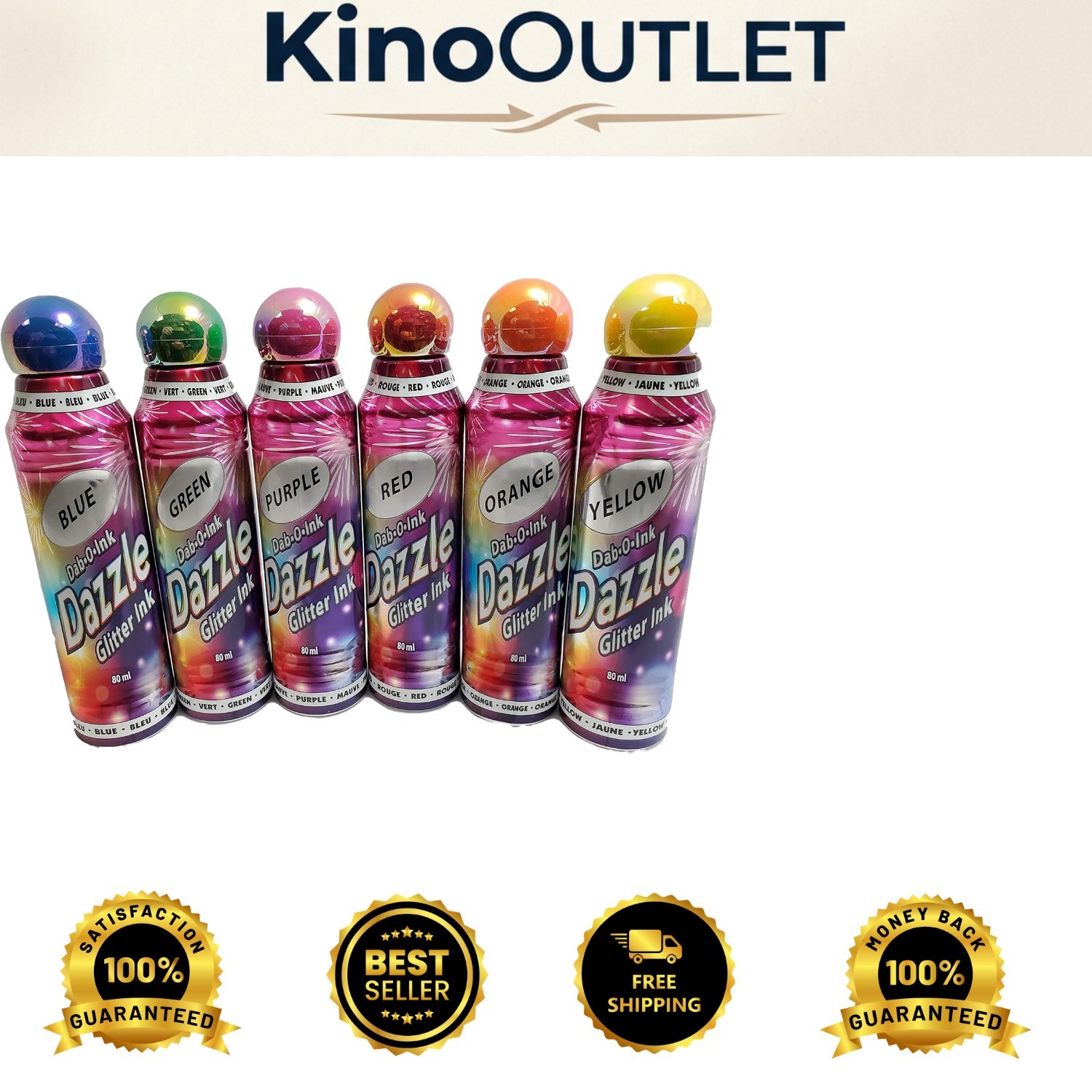Dazzle 6-Color Waterproof Dauber Set with Real Glitter for Craft Enthusiasts