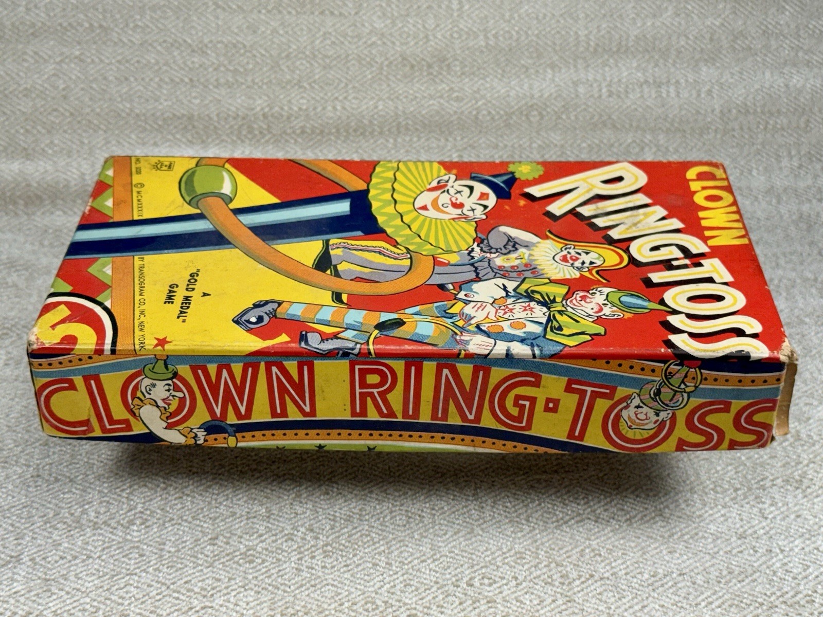 Transogram Clown Ring-Toss Game 1950s Complete w/Box Pole Rings Vintage