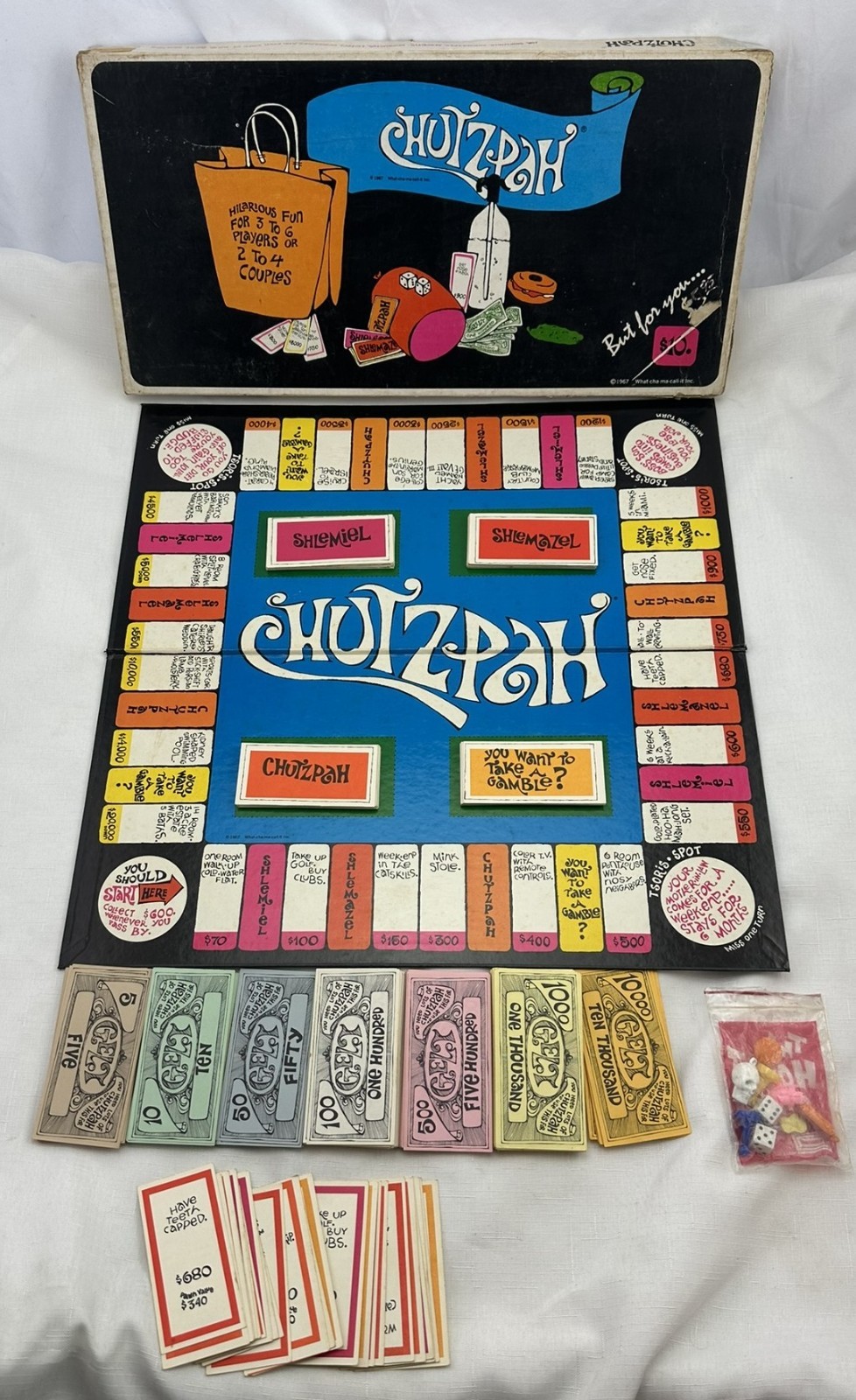1967 Chutzpah Game by Cadaco Yiddish Monopoly Game Complete Good Cond FREE SHIP
